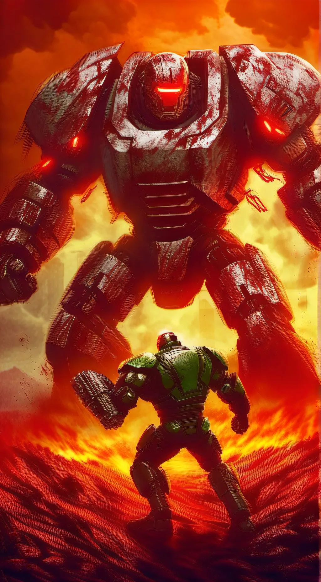 ai character: Transformer x Doom background