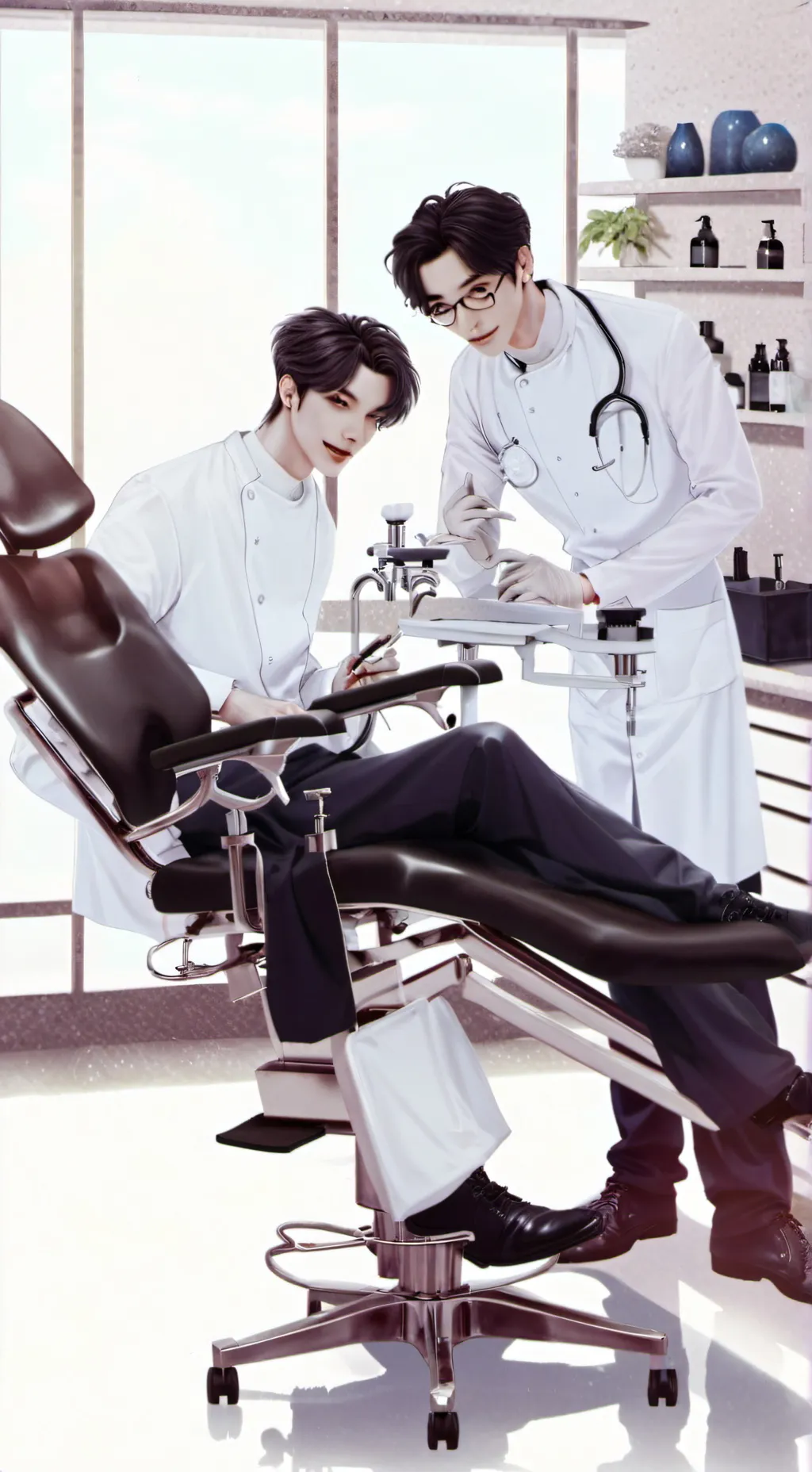 ai character: dentiste background