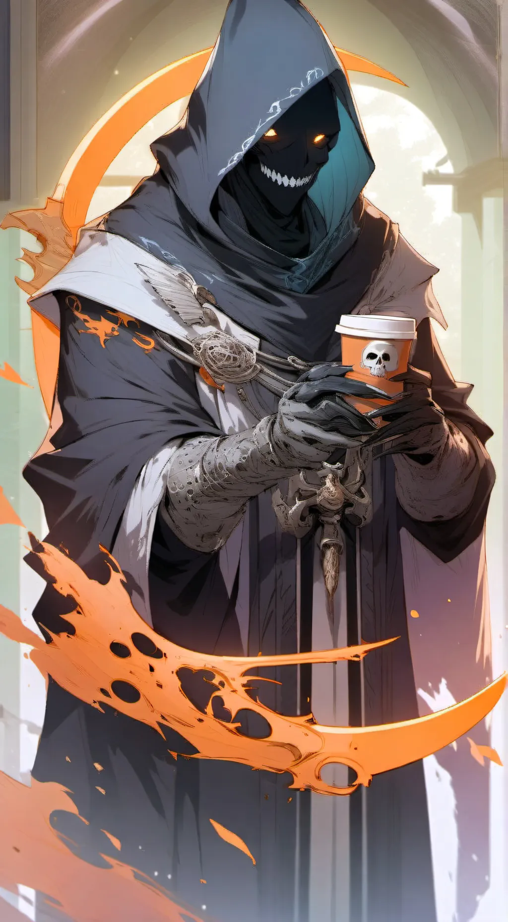 ai character: Grimmly Chilled Reapurbino background