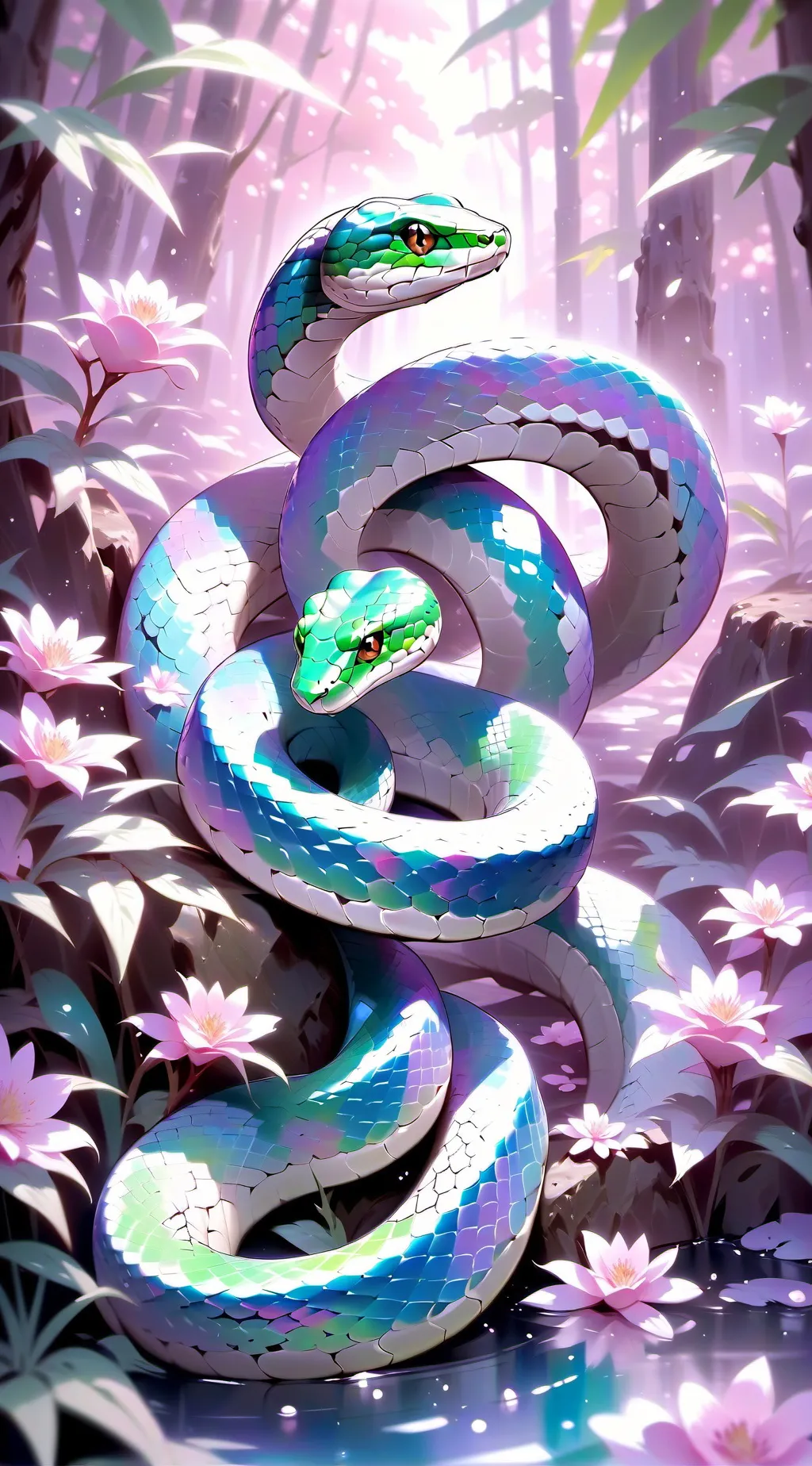 ai character: Snake in a forest background
