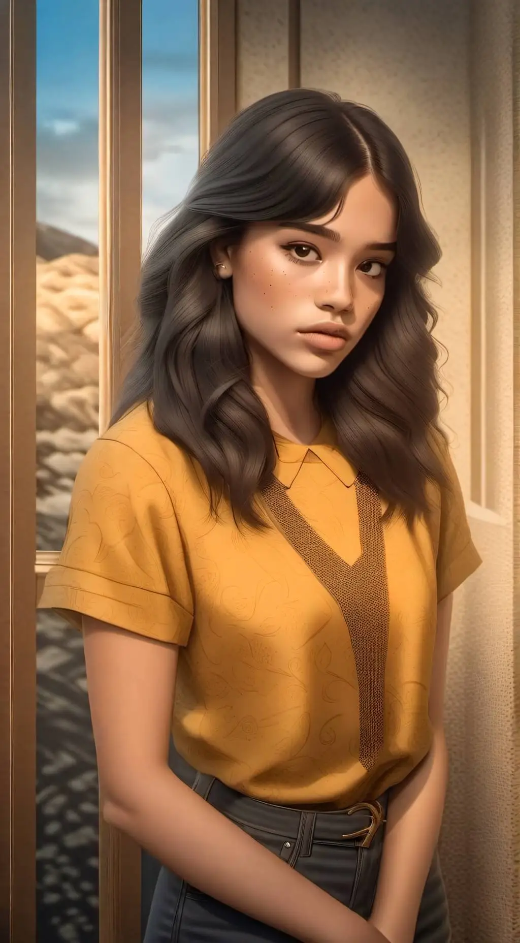 ai character: Jenna Ortega 🦋 background