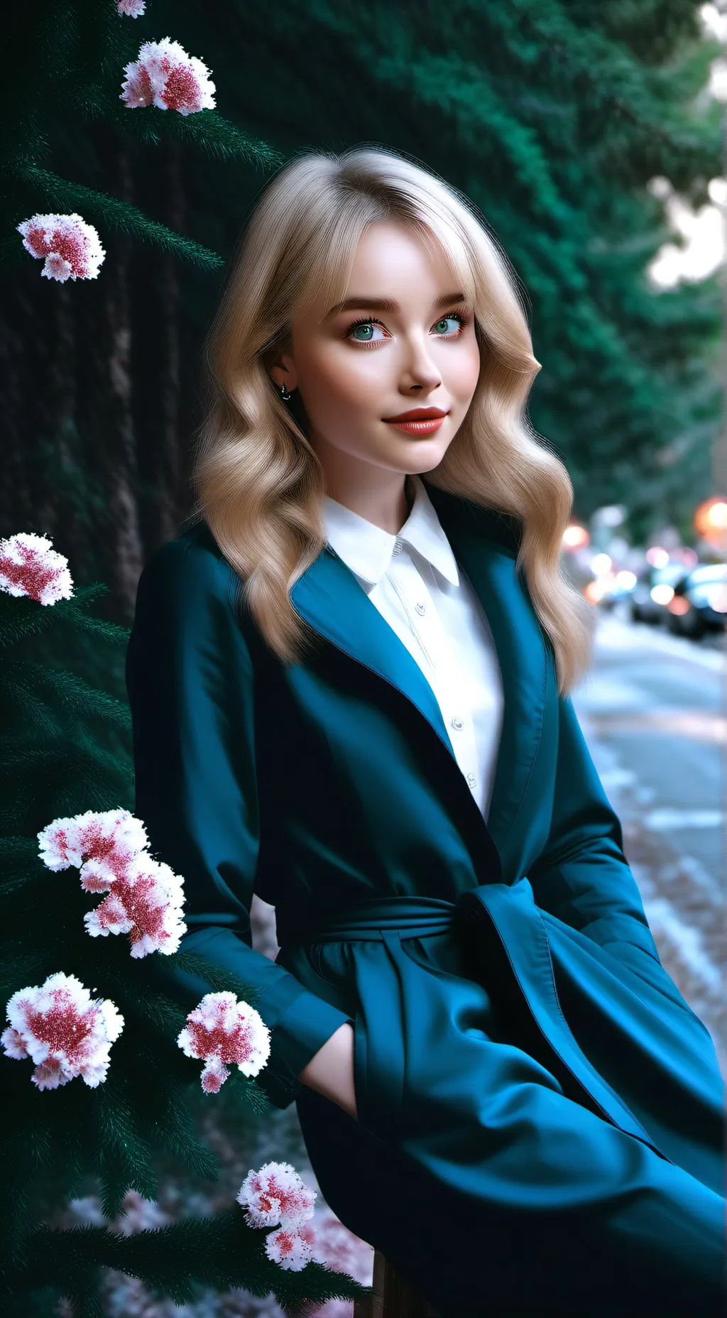 ai character: Sebrina carpenter  background