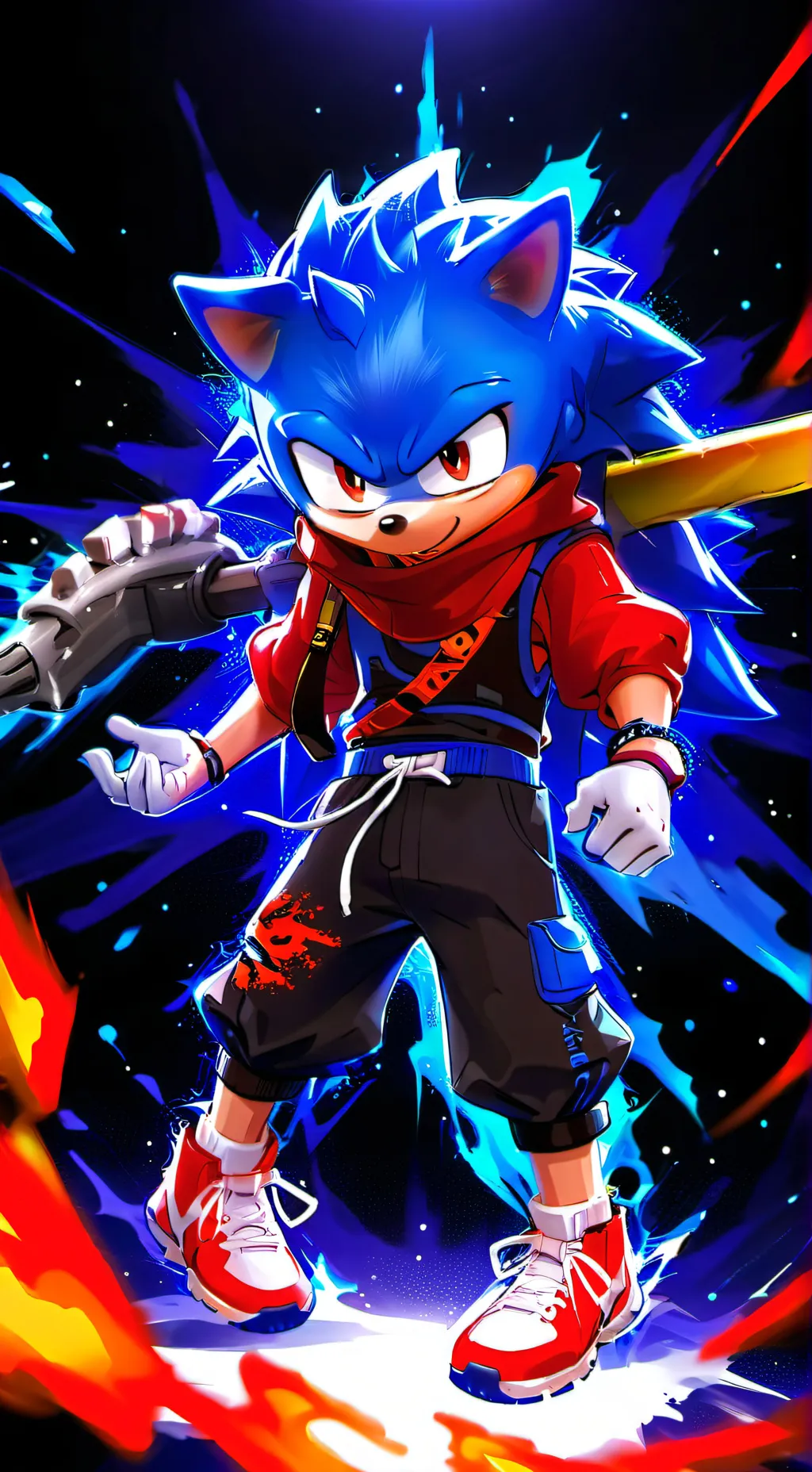 ai character: SONIC EL  ERIZO background