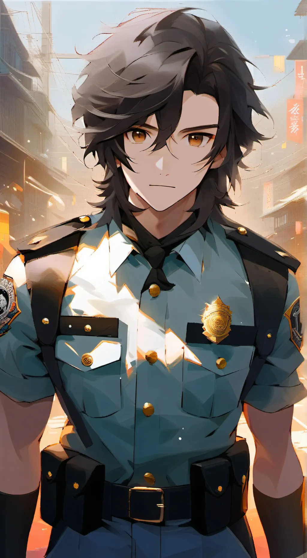 ai character: Police officer  background