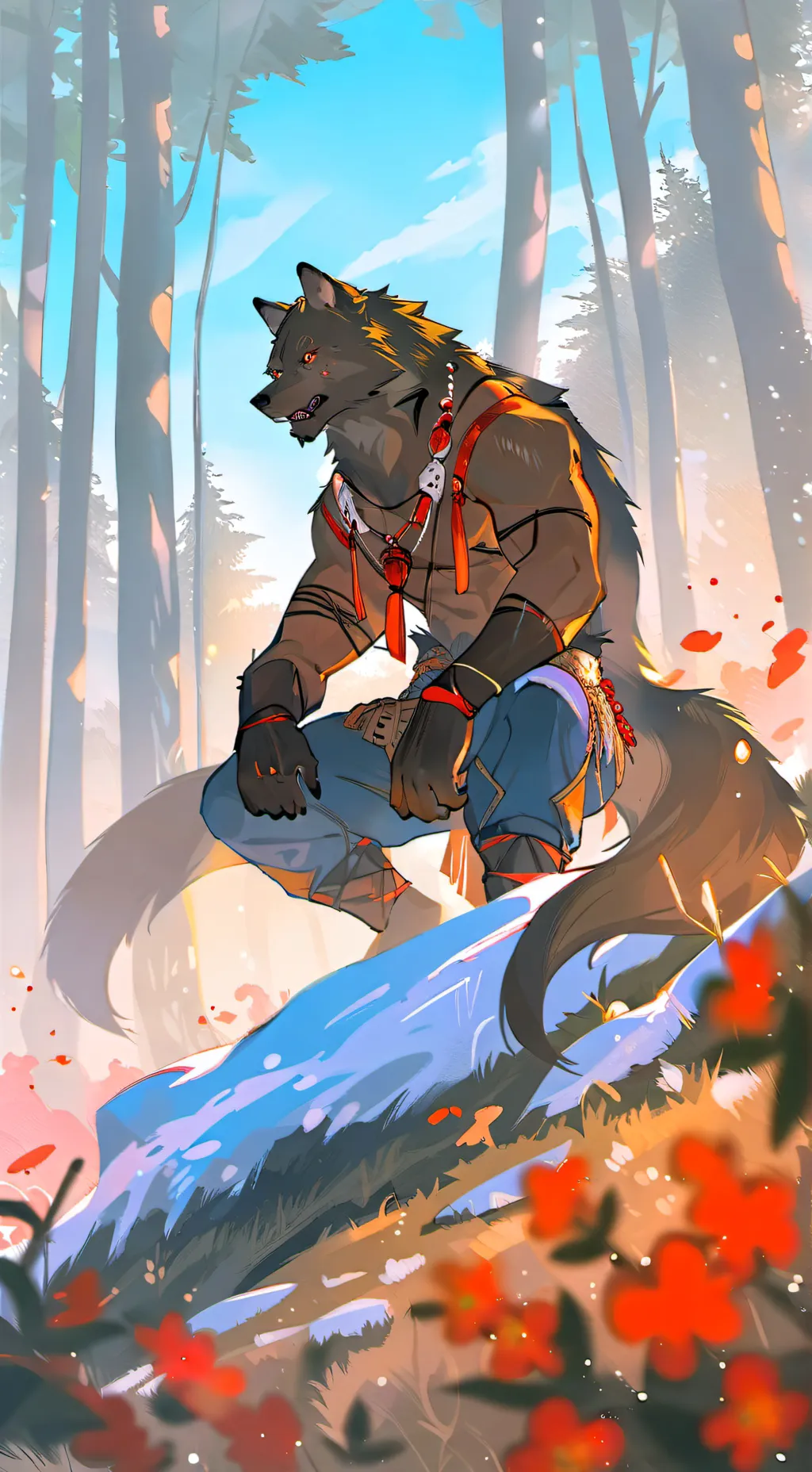 ai character: Red tooth background