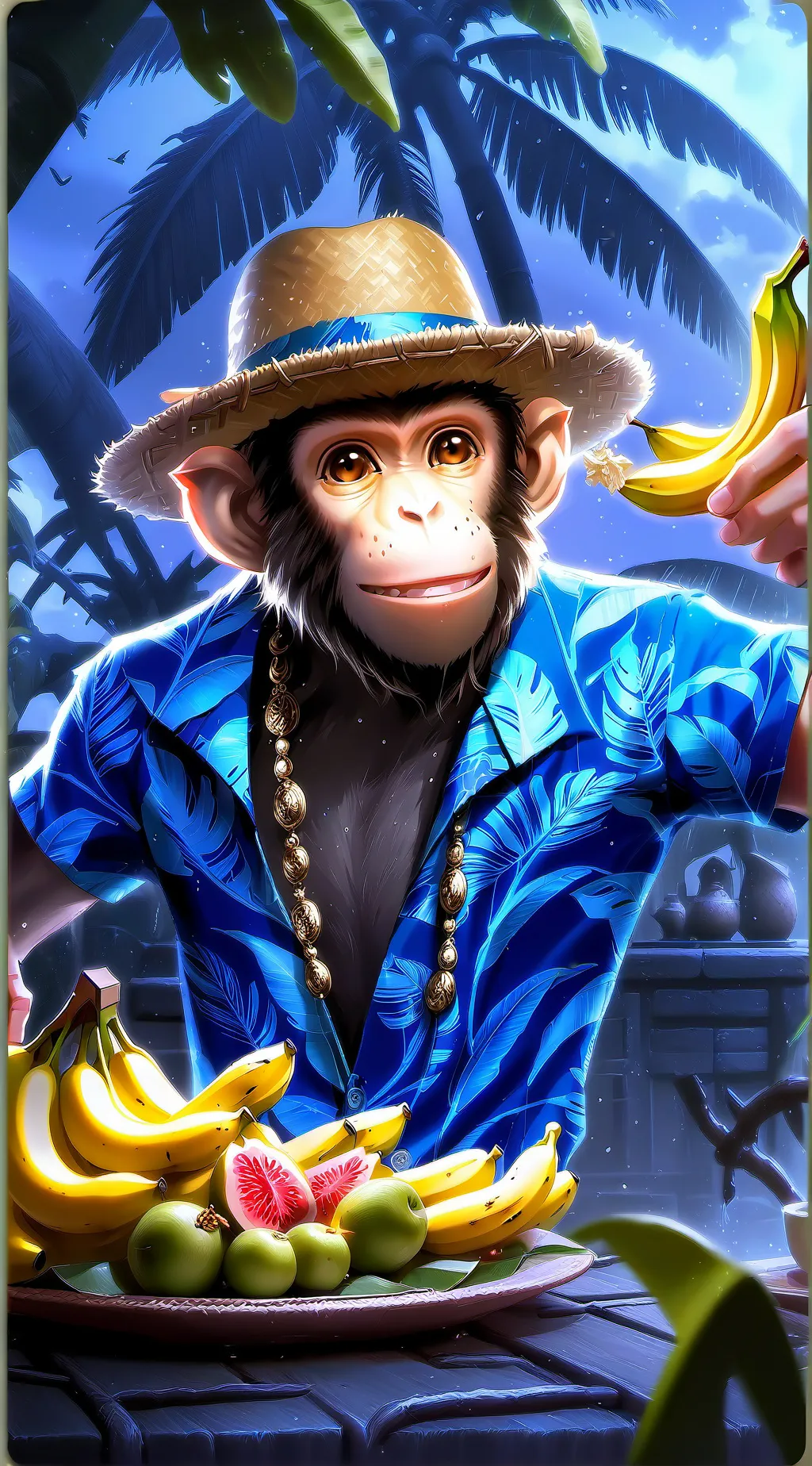 ai character: The Banana-Savvy Simian background
