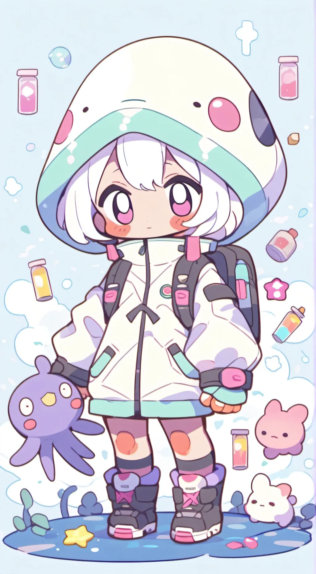 ai character: cosmo and sprout  background