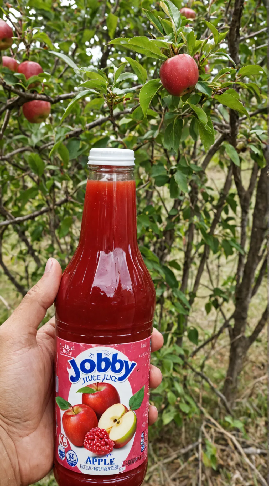 ai character: Jobby juice apple background