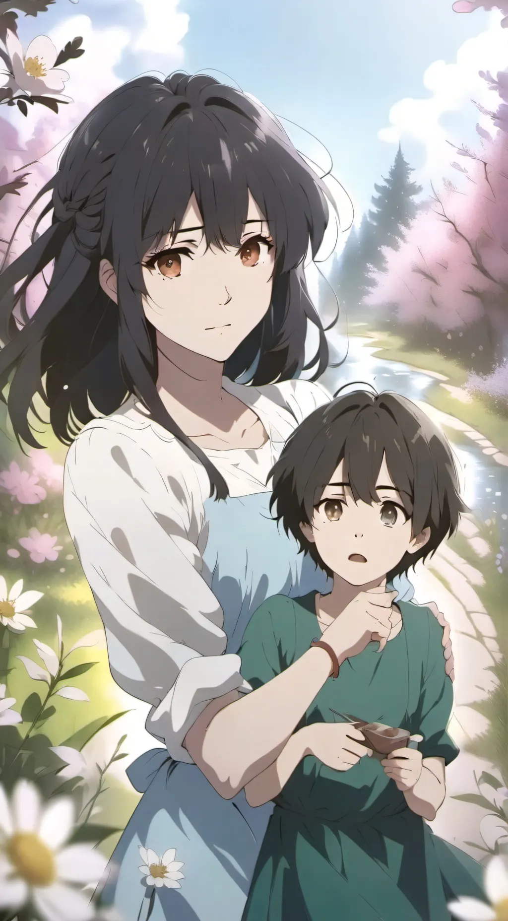 ai character: niña enferma  background