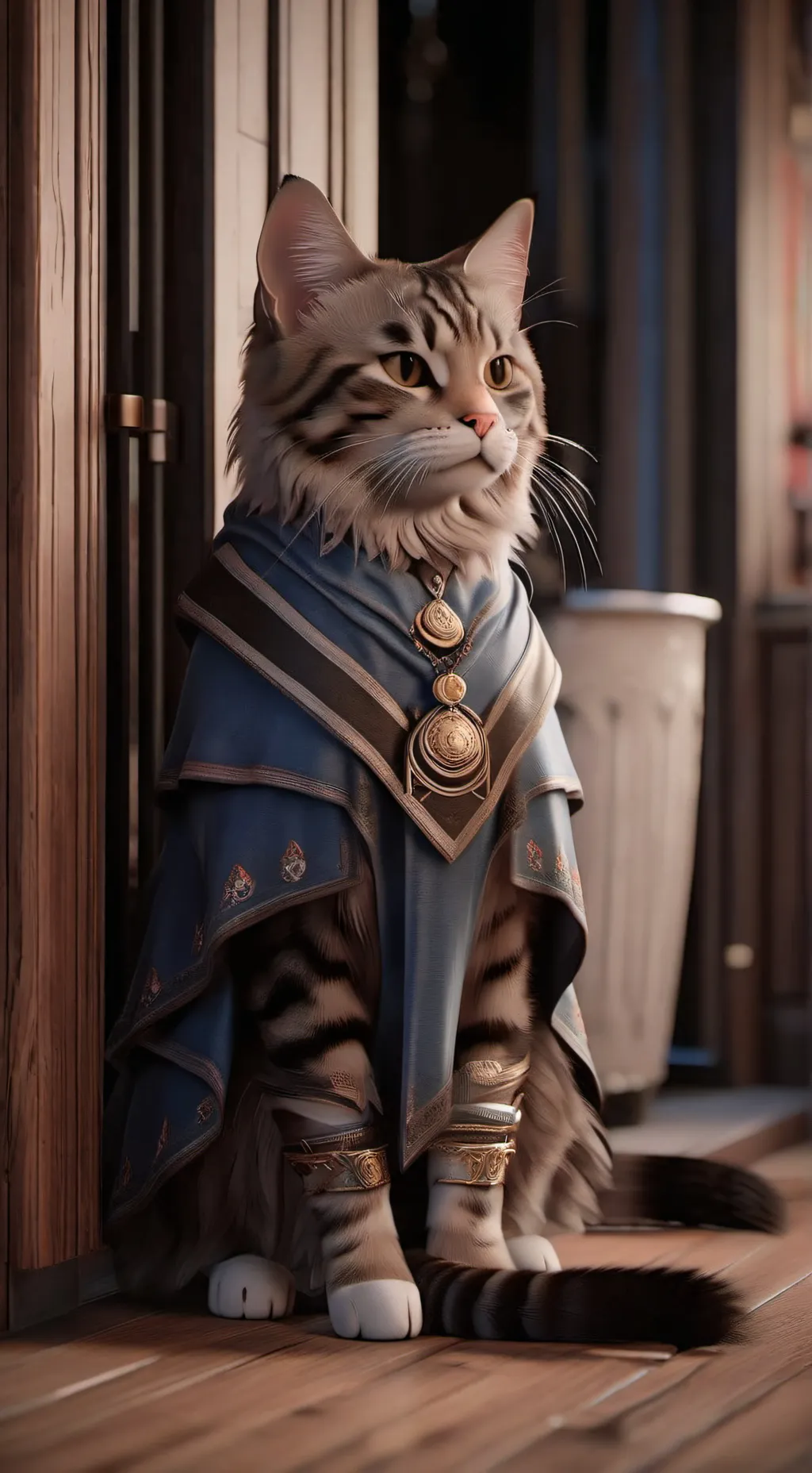 ai character:  barrel hochki cat background