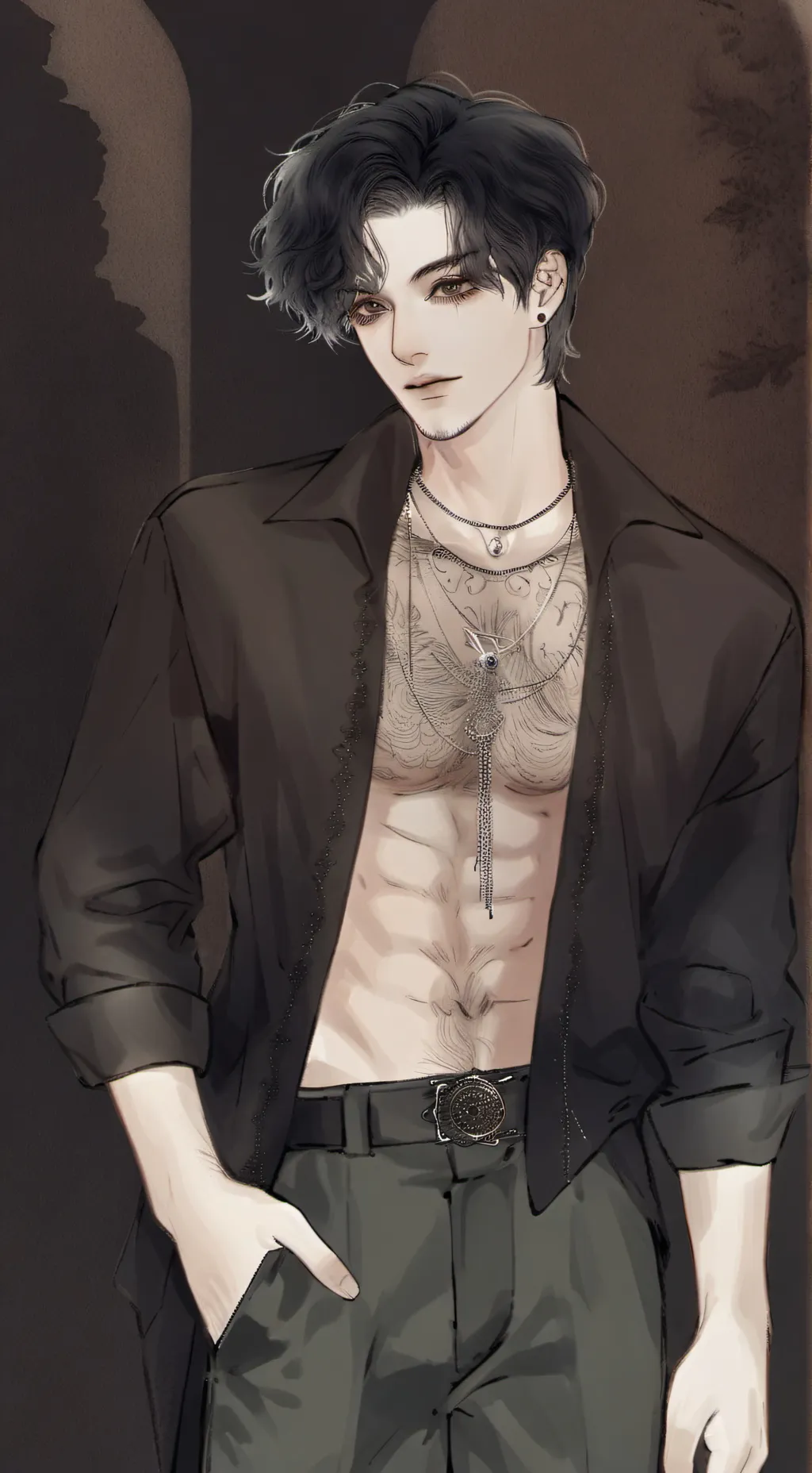 ai character: Damien wood background