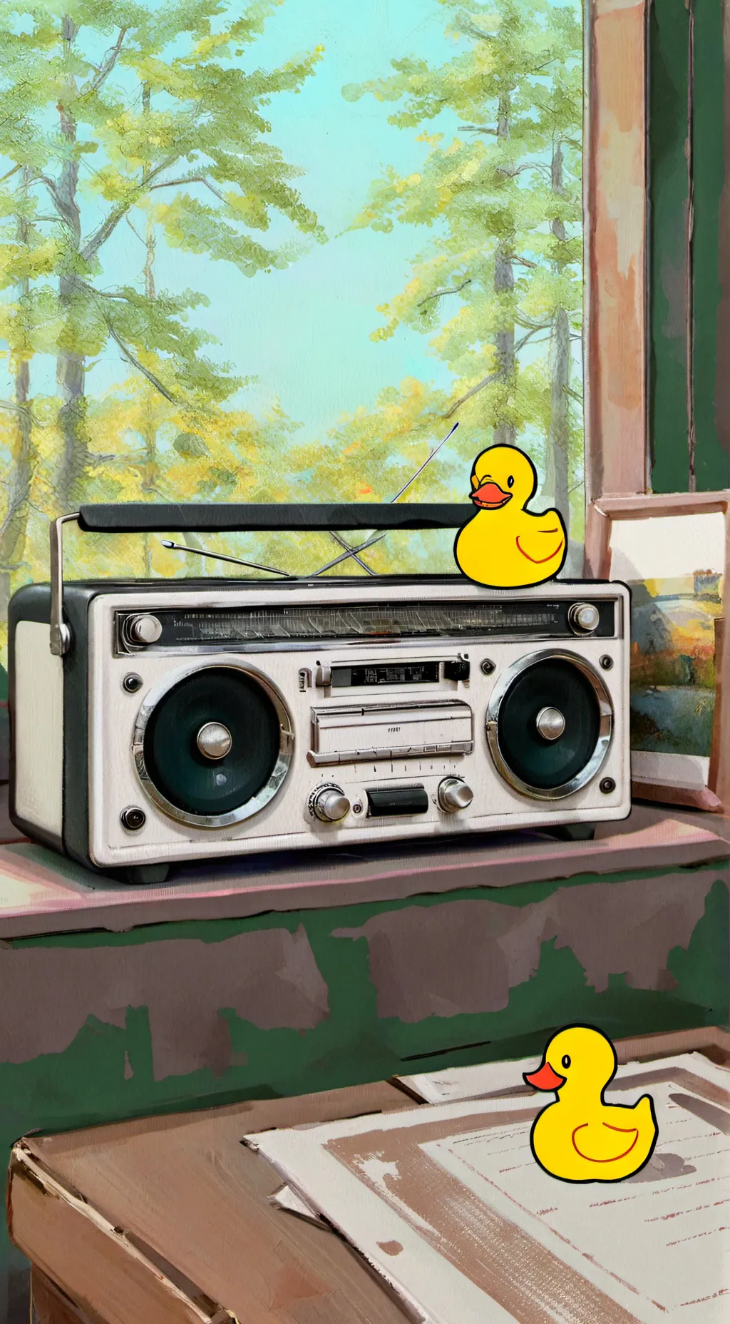 ai character: Radioapple background