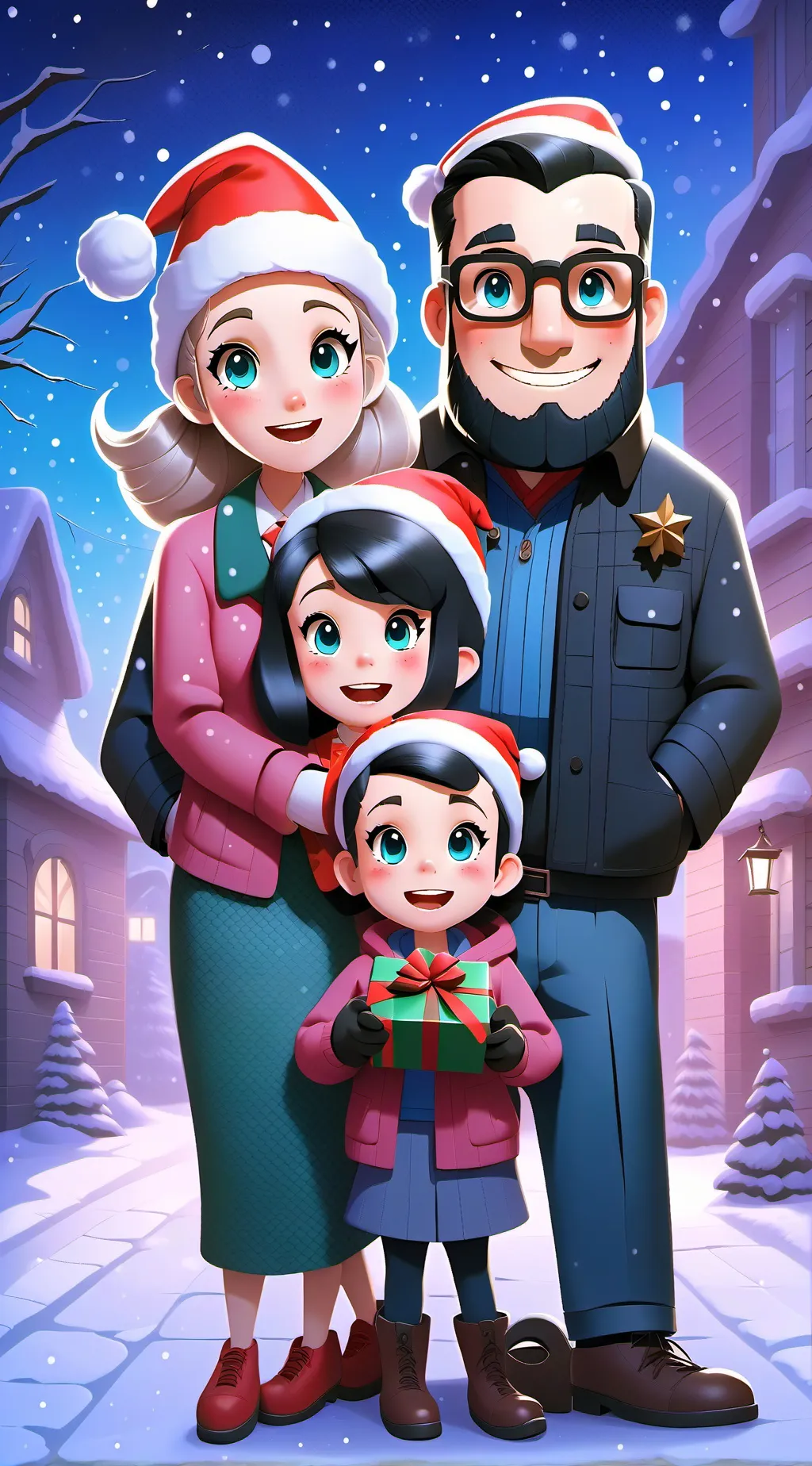 ai character: FGTeeV 2024 XMAS background