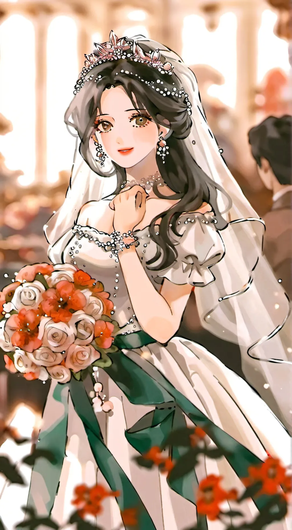 ai character: wedding background
