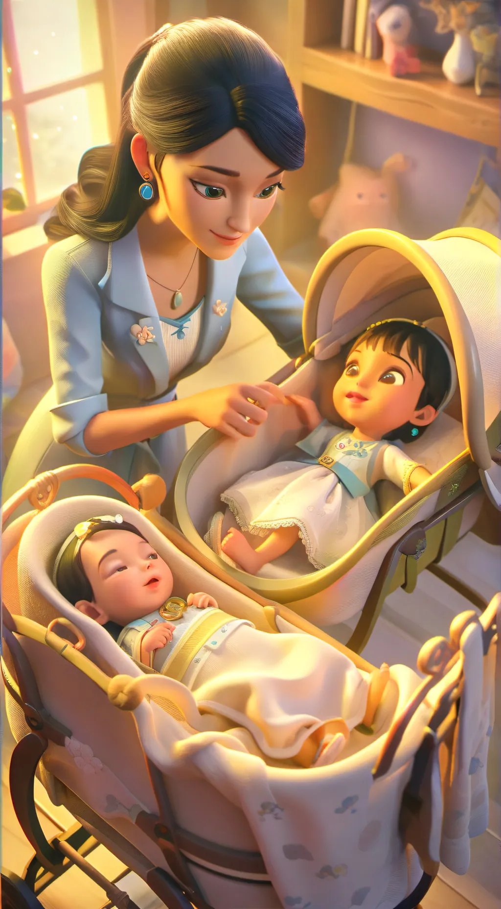 ai character: mom and newborns background