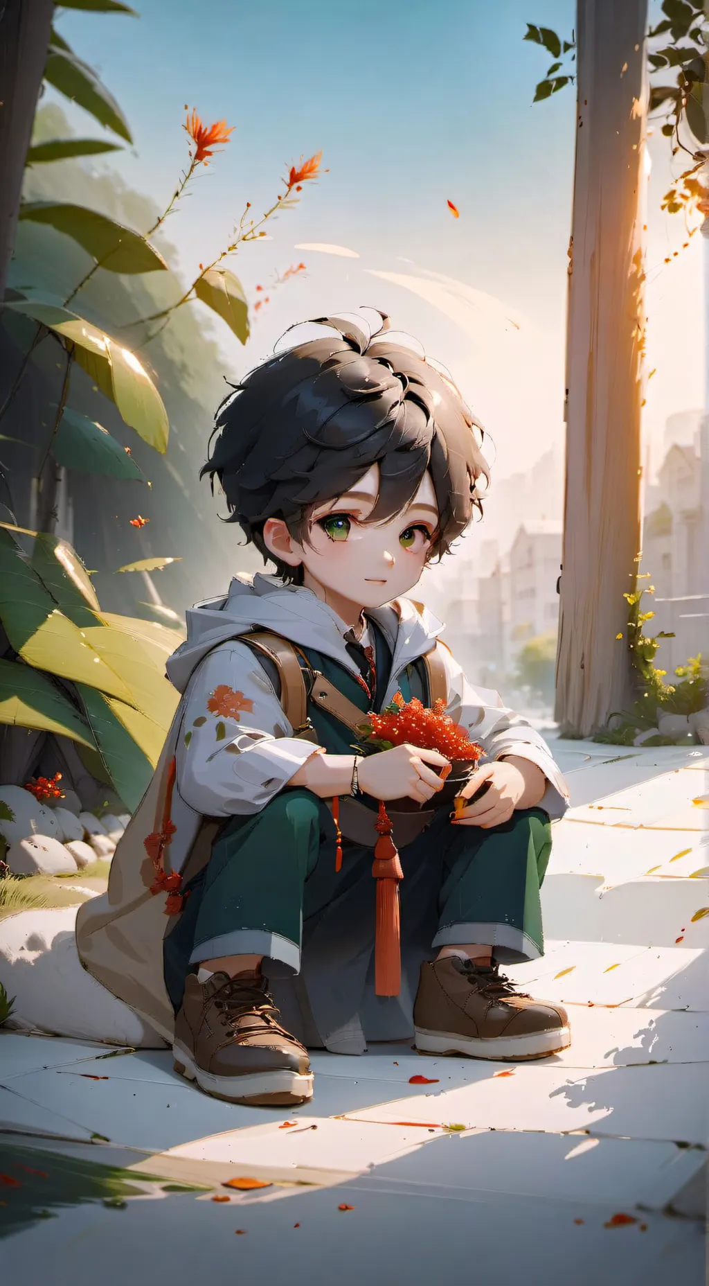 ai character: Little boy background