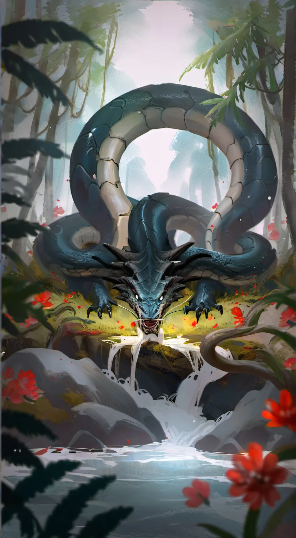 ai character: River spirit  background