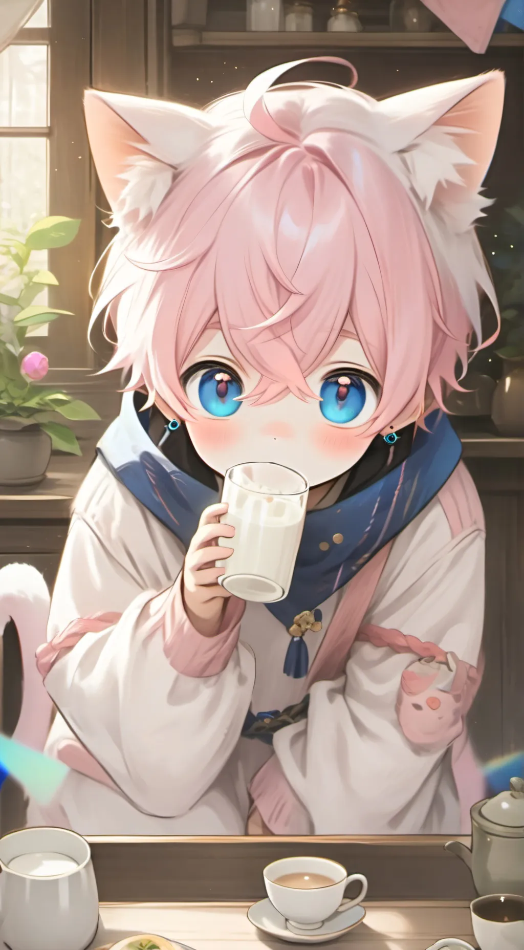 ai character: Whiskers the Cat Spirit background