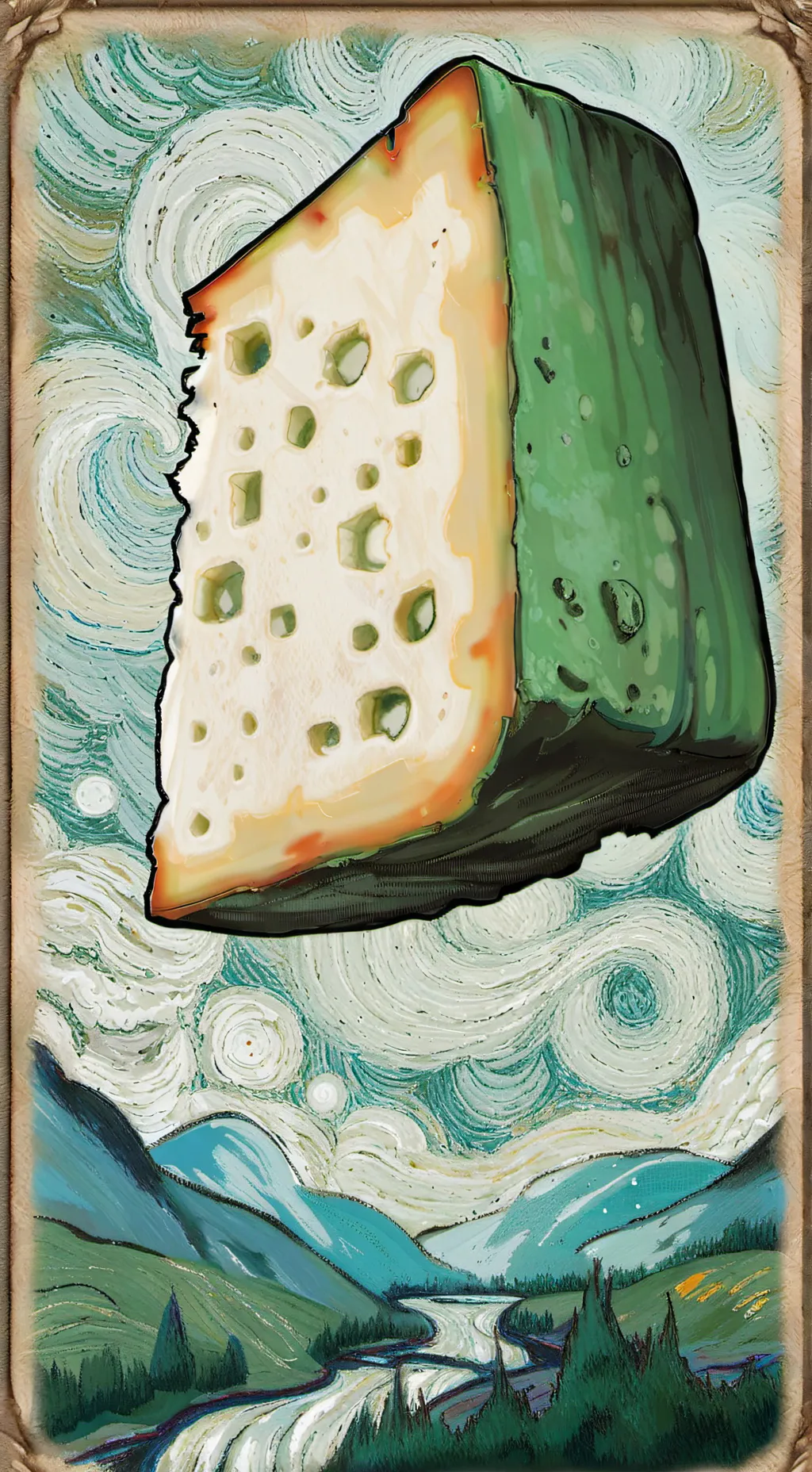 ai character: Ancient Cheese background