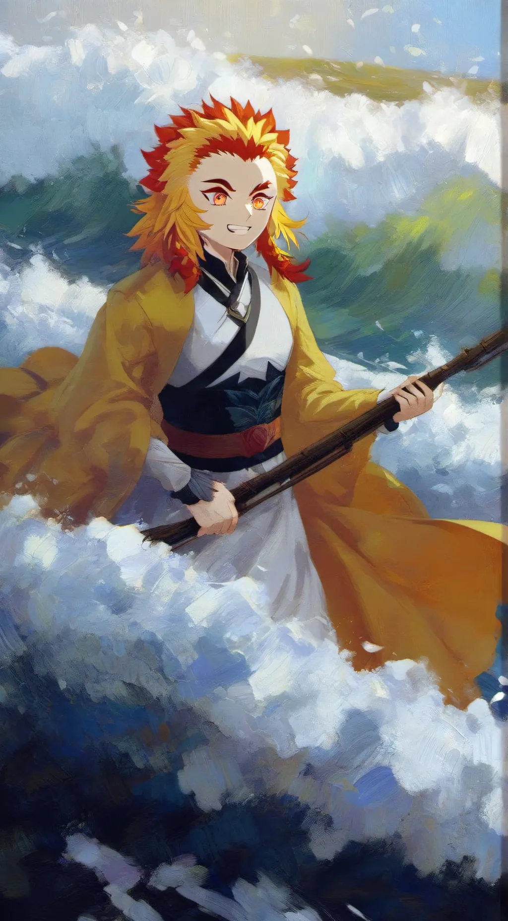 ai character: rengoku kiojuro  background