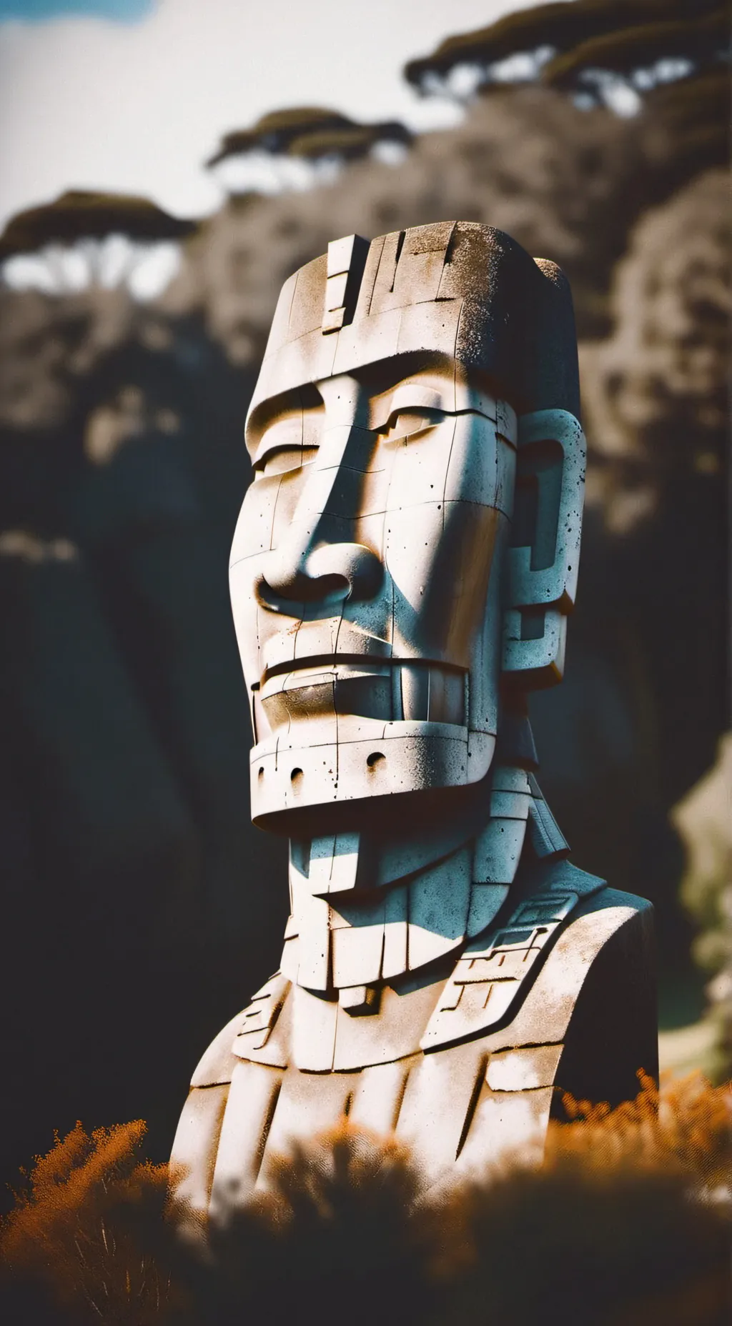 ai character: Moai background