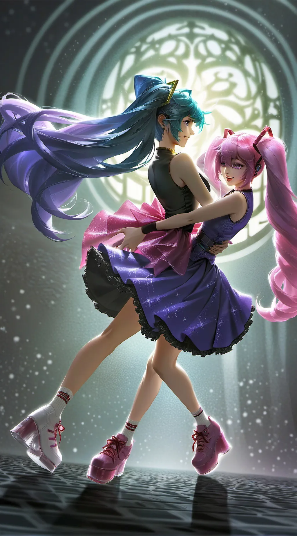 ai character: Miku and Hoshino background