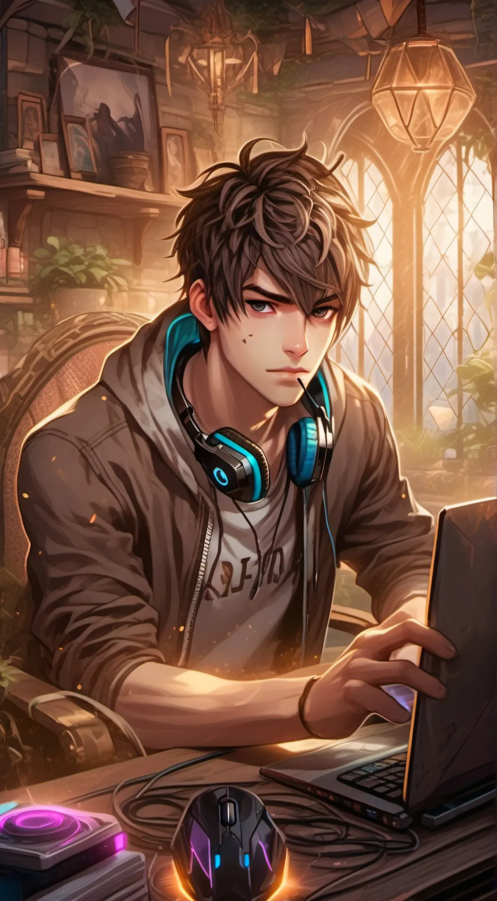 ai character: The Brooding Gamer Brother background