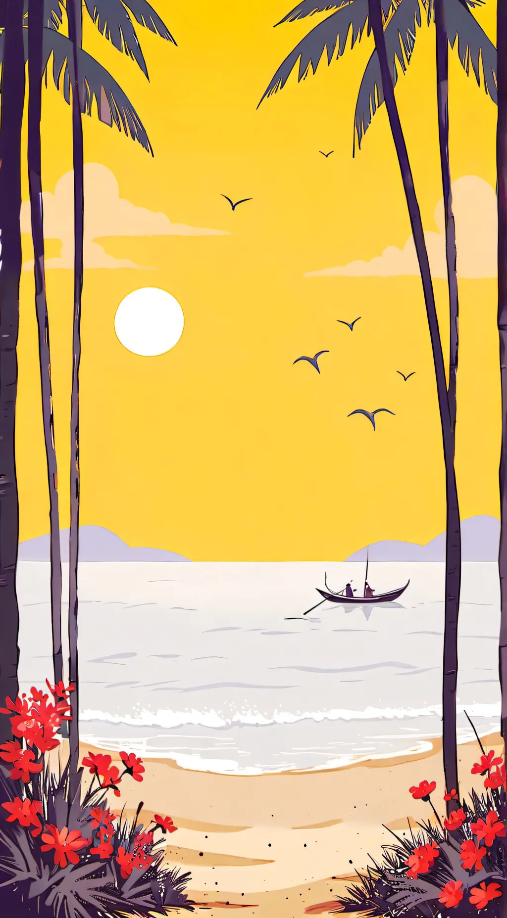 ai character: KNY Beach Day background