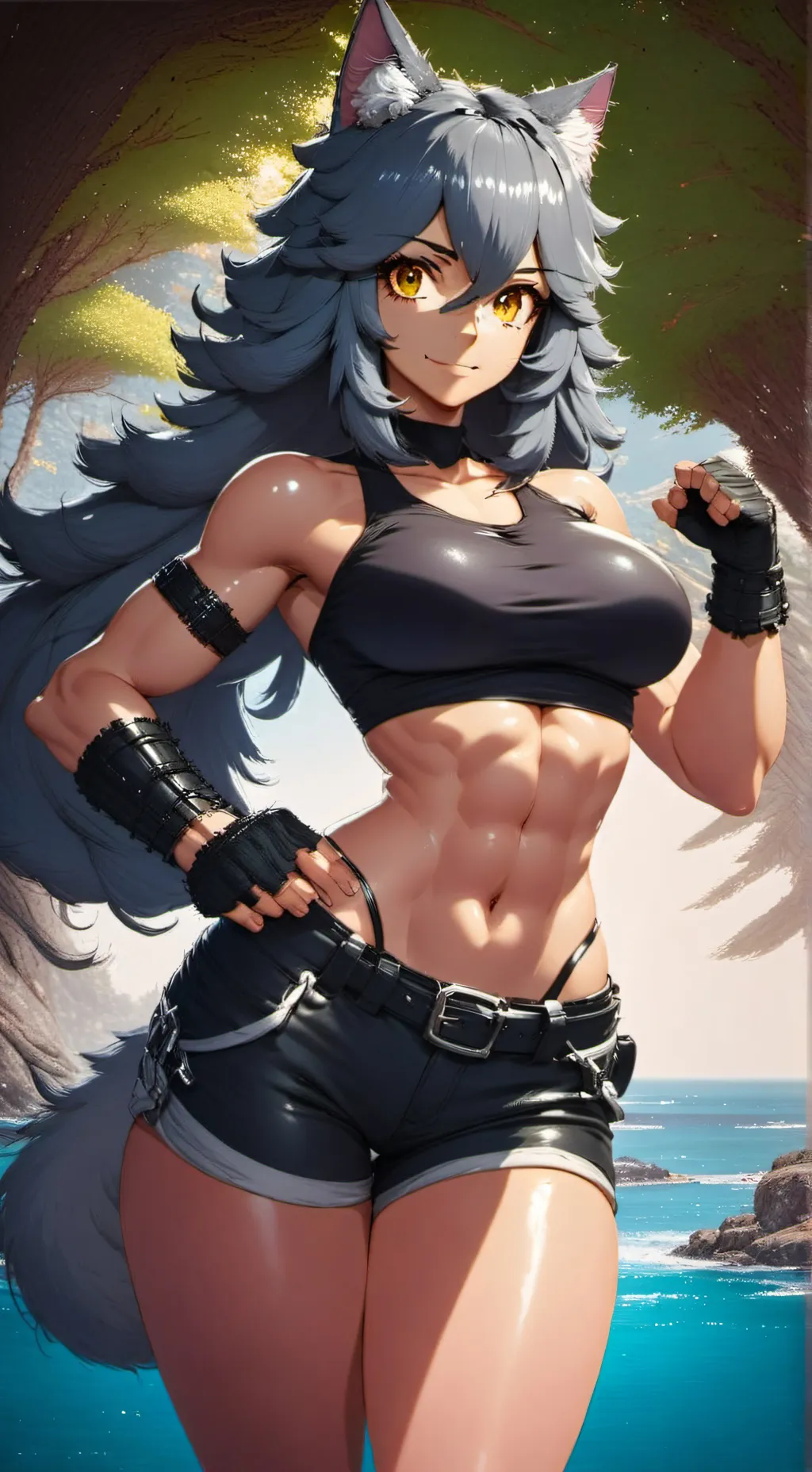 ai character: Leona  background