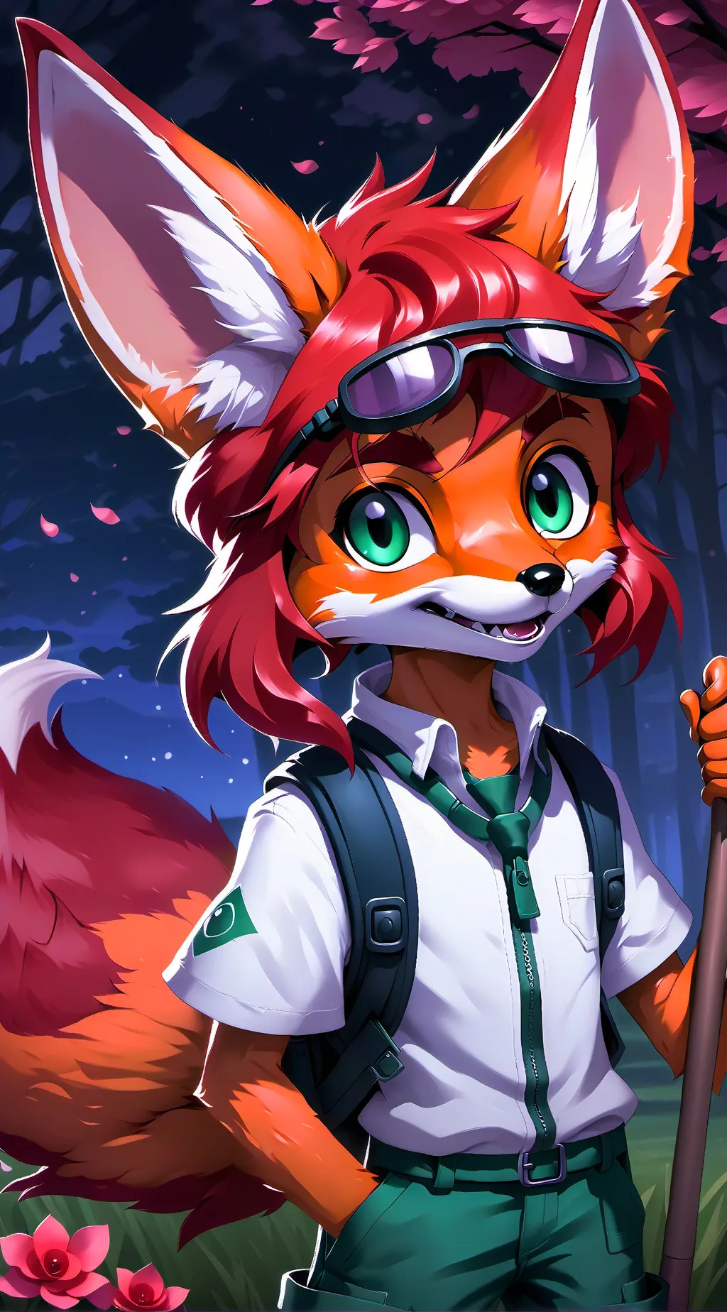 ai character: Diggy the Fox Furry background