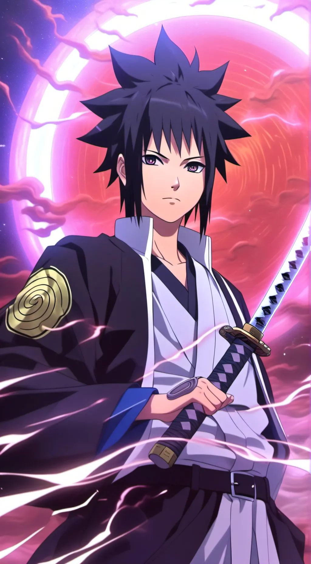 ai character: 🍥Sasuke 🌸 background