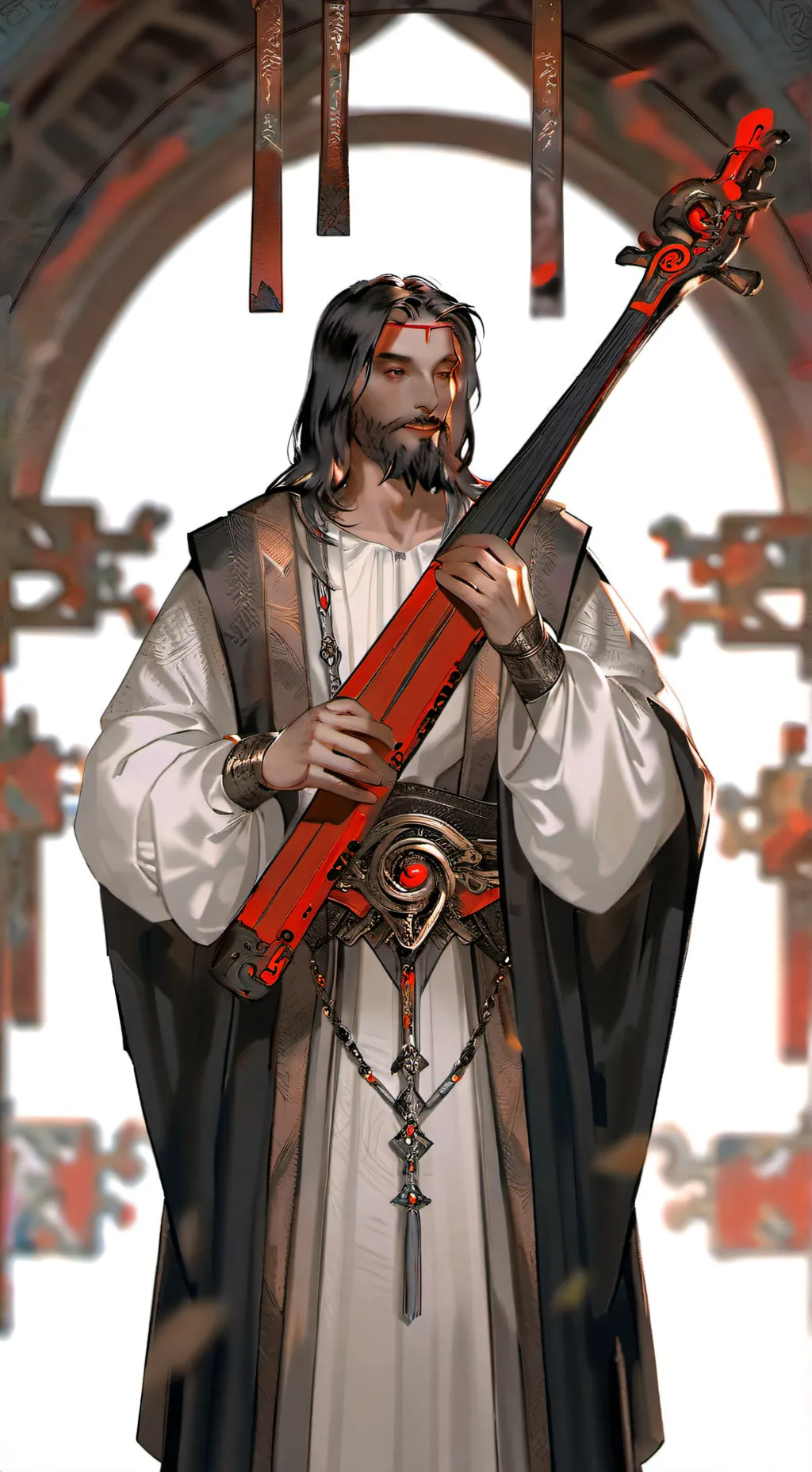 ai character:  Raptor Jesus  background