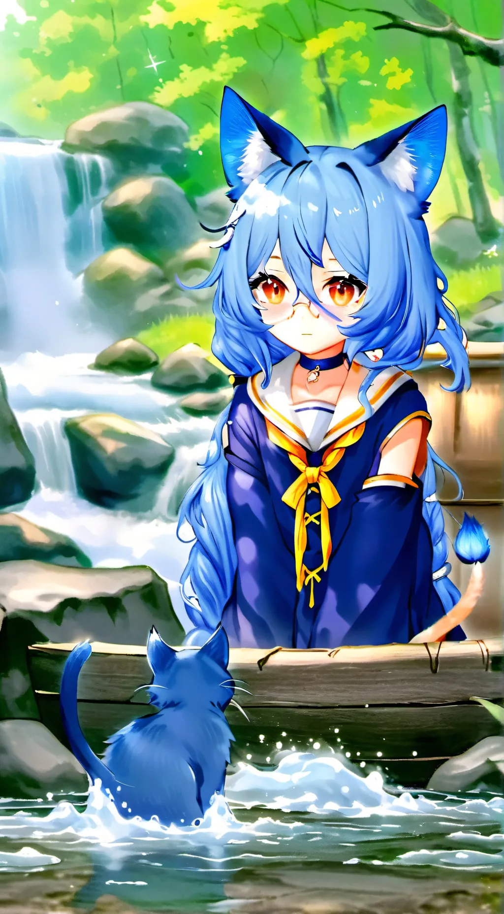ai character: Blue-Eared Spirit Kitten background