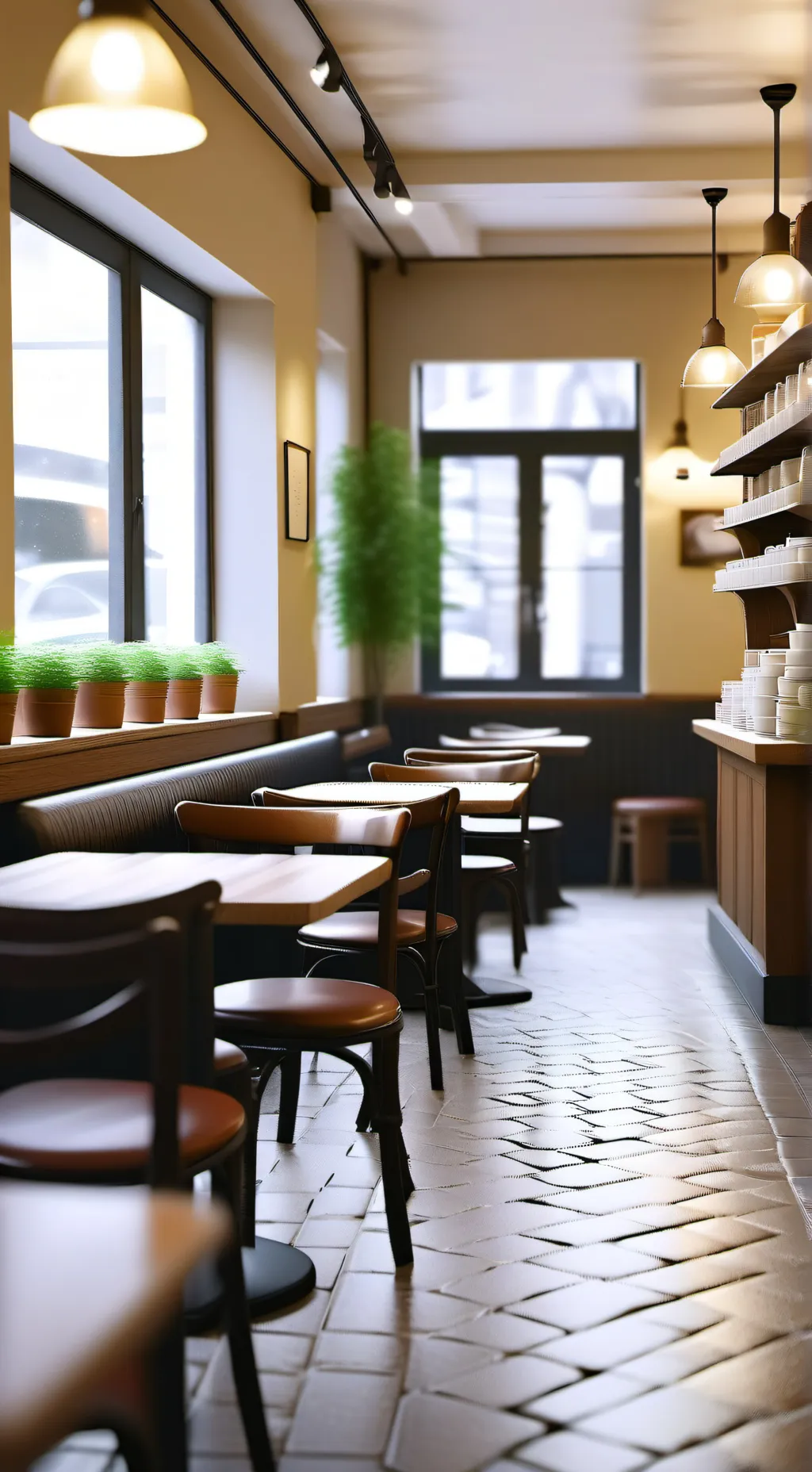 ai character: Cozy Caffè Sim. background