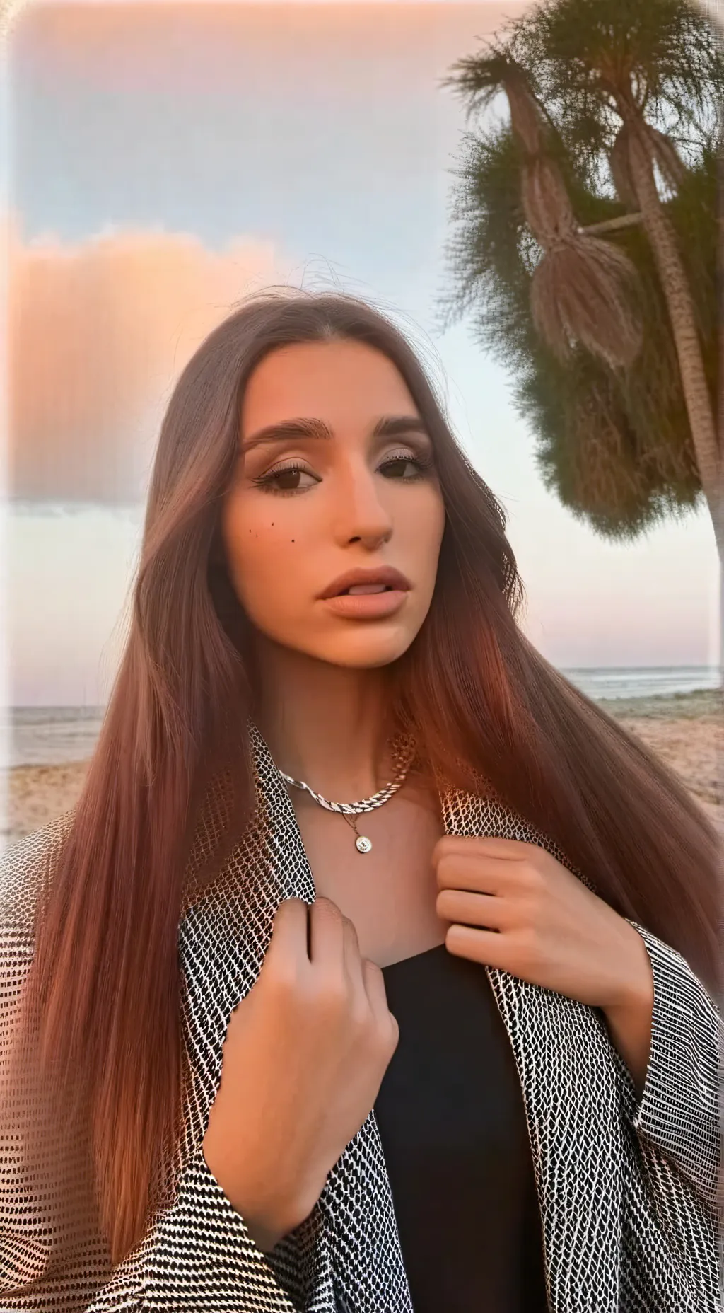 ai character: DOMELIPA💜👁️👄👁️💅 background