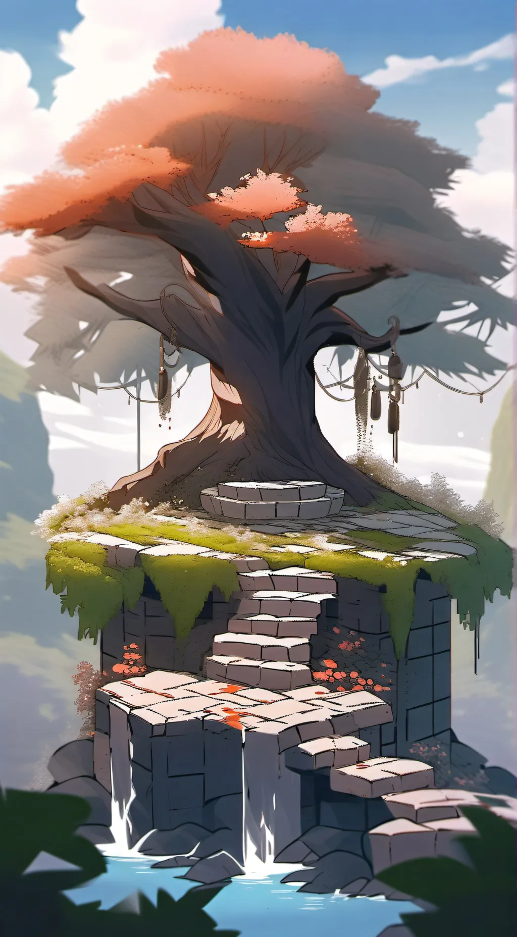 ai character: tree of blessings  background