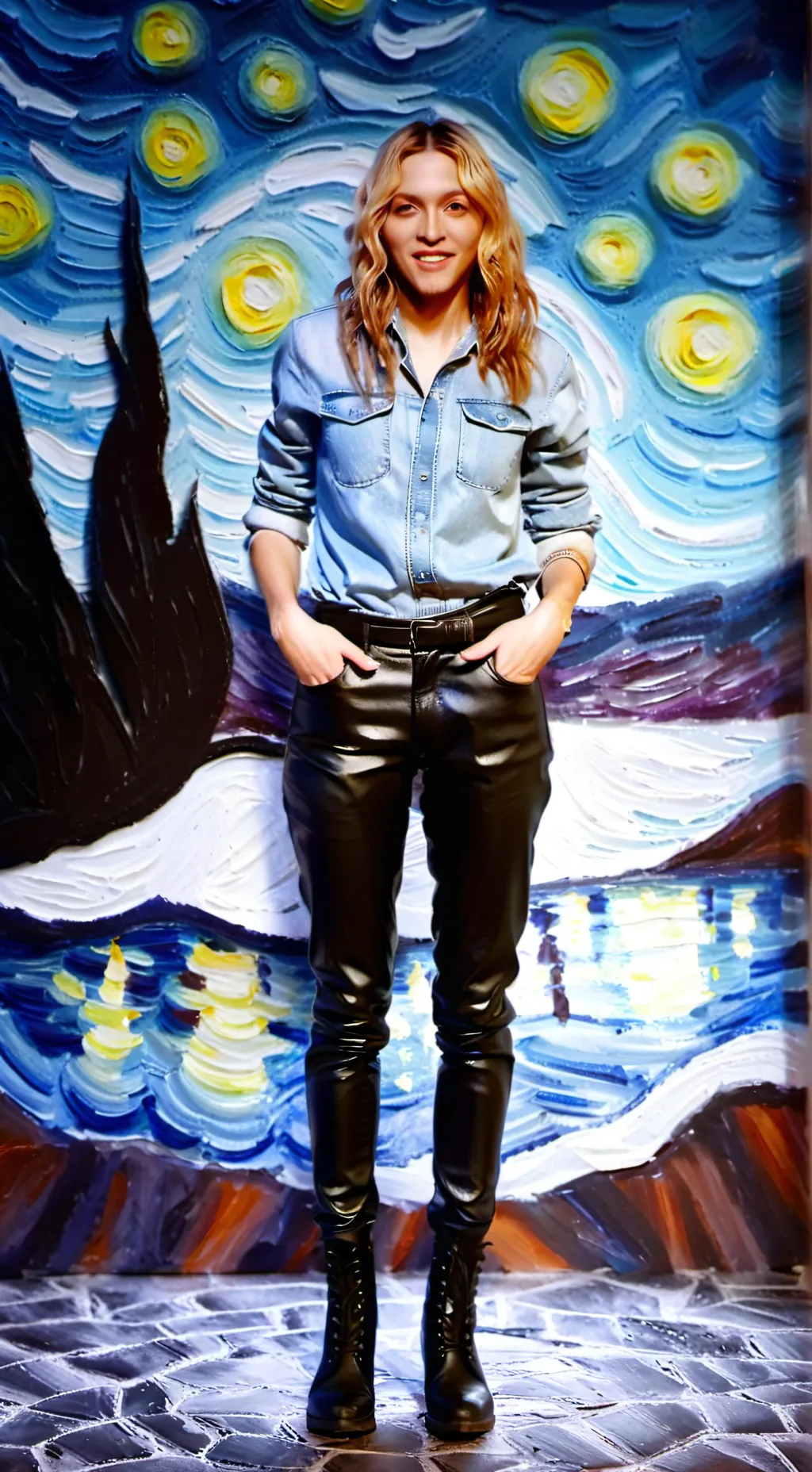 ai character: Madonna  background