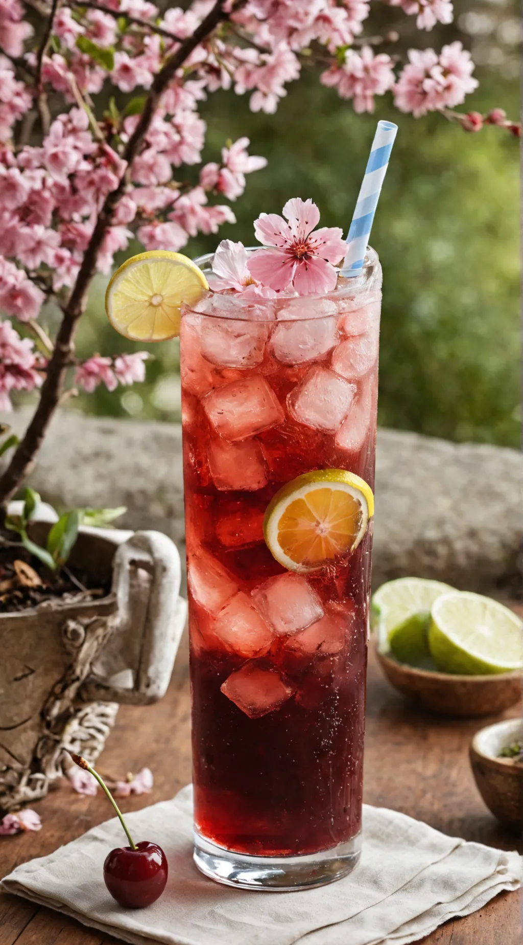 ai character: Cherry blossom ice background