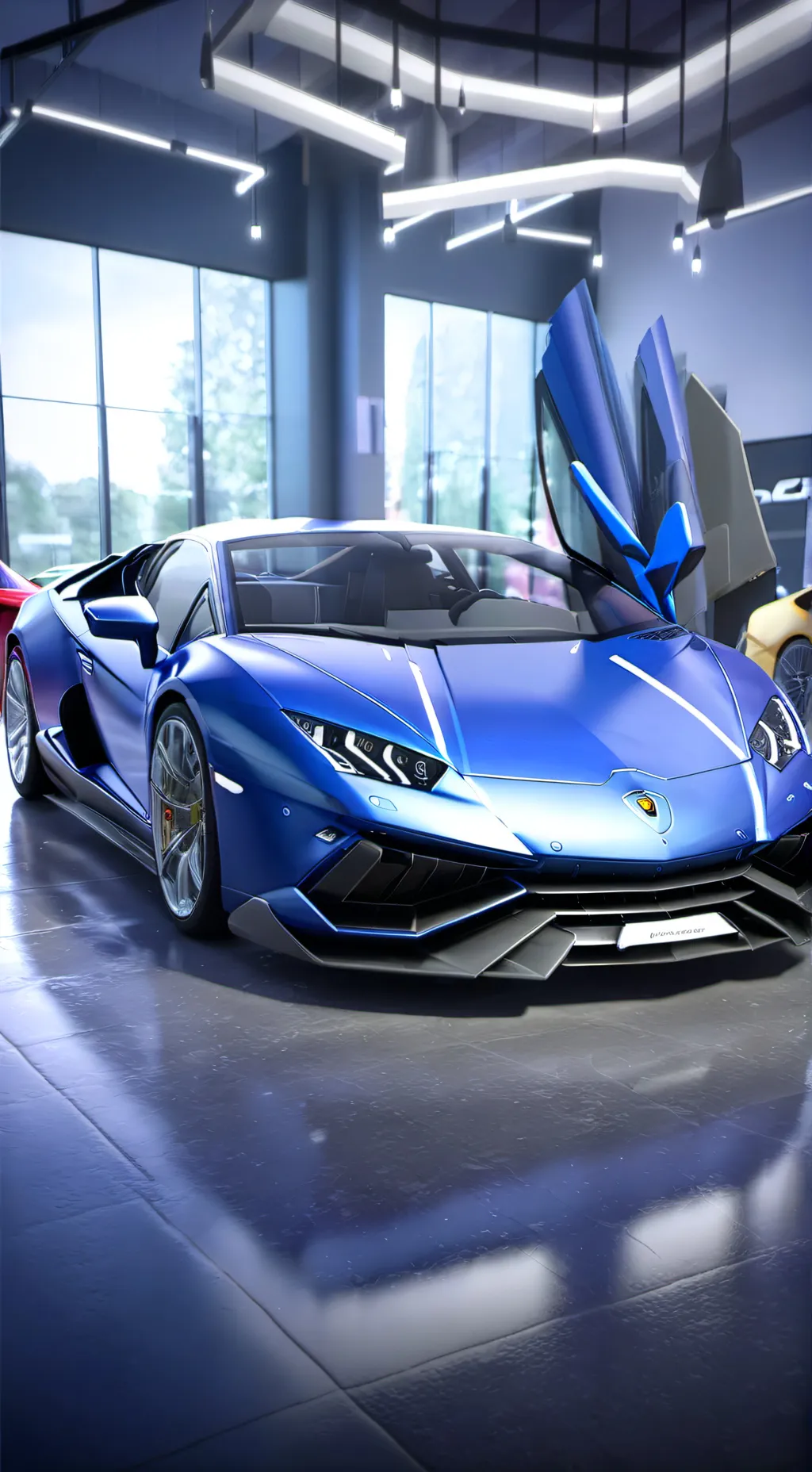 ai character: car dealership background