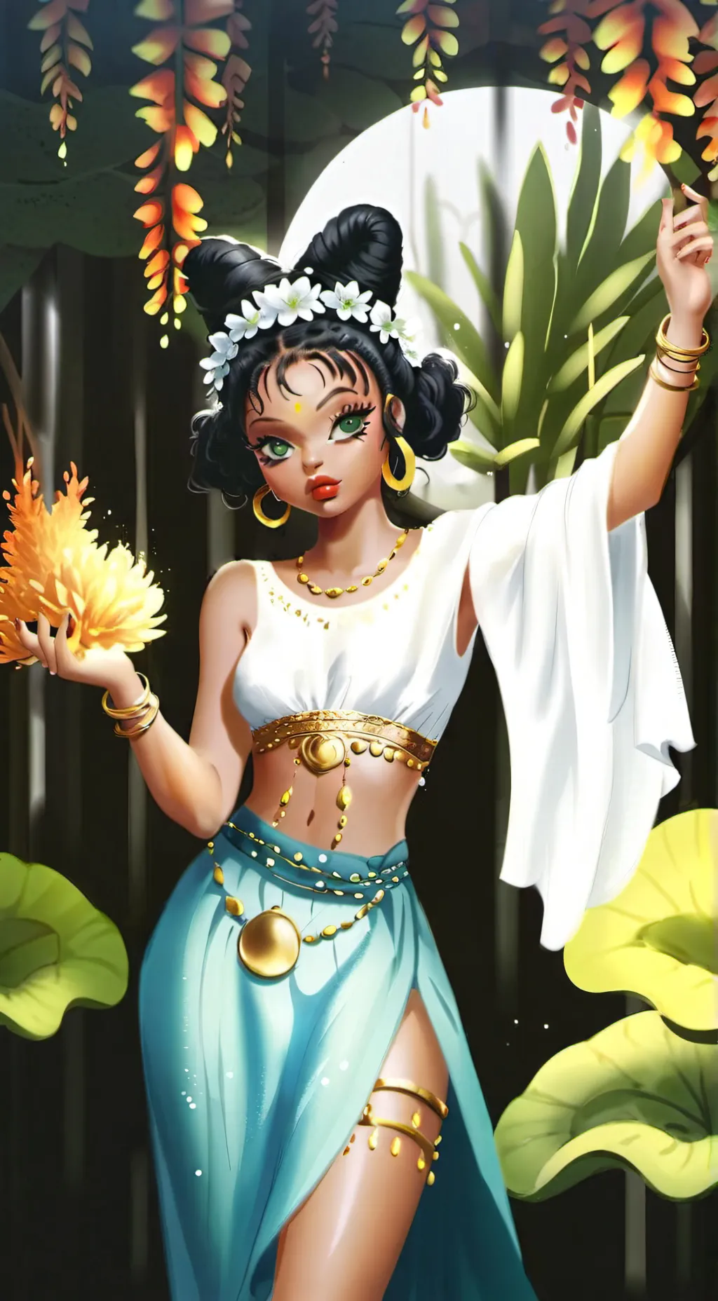 ai character: queen forest  background