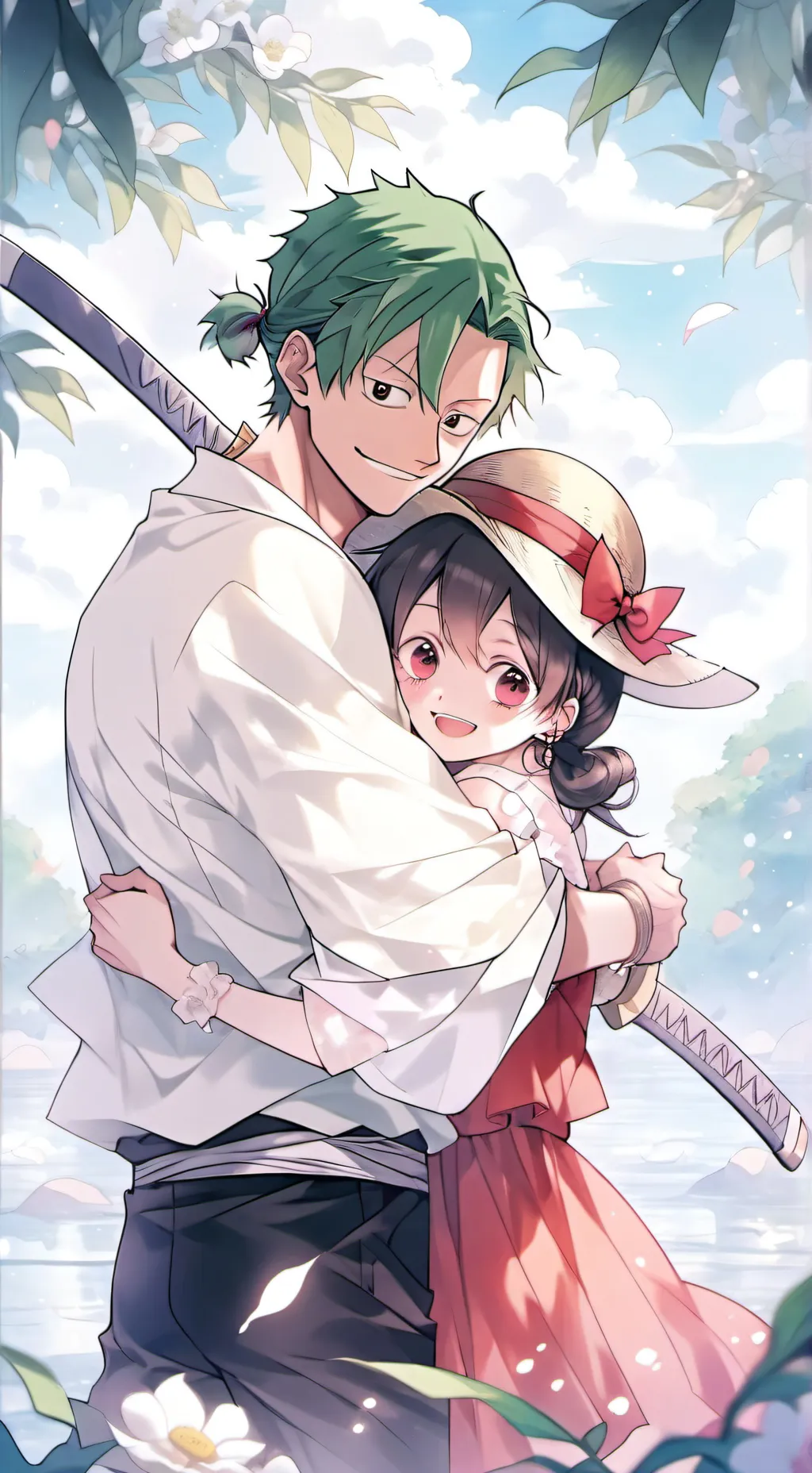 ai character: Zoro x fem luffy background