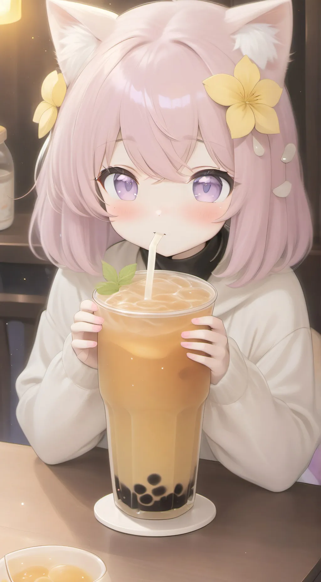 ai character: |~•~|Mitten|•~•| background