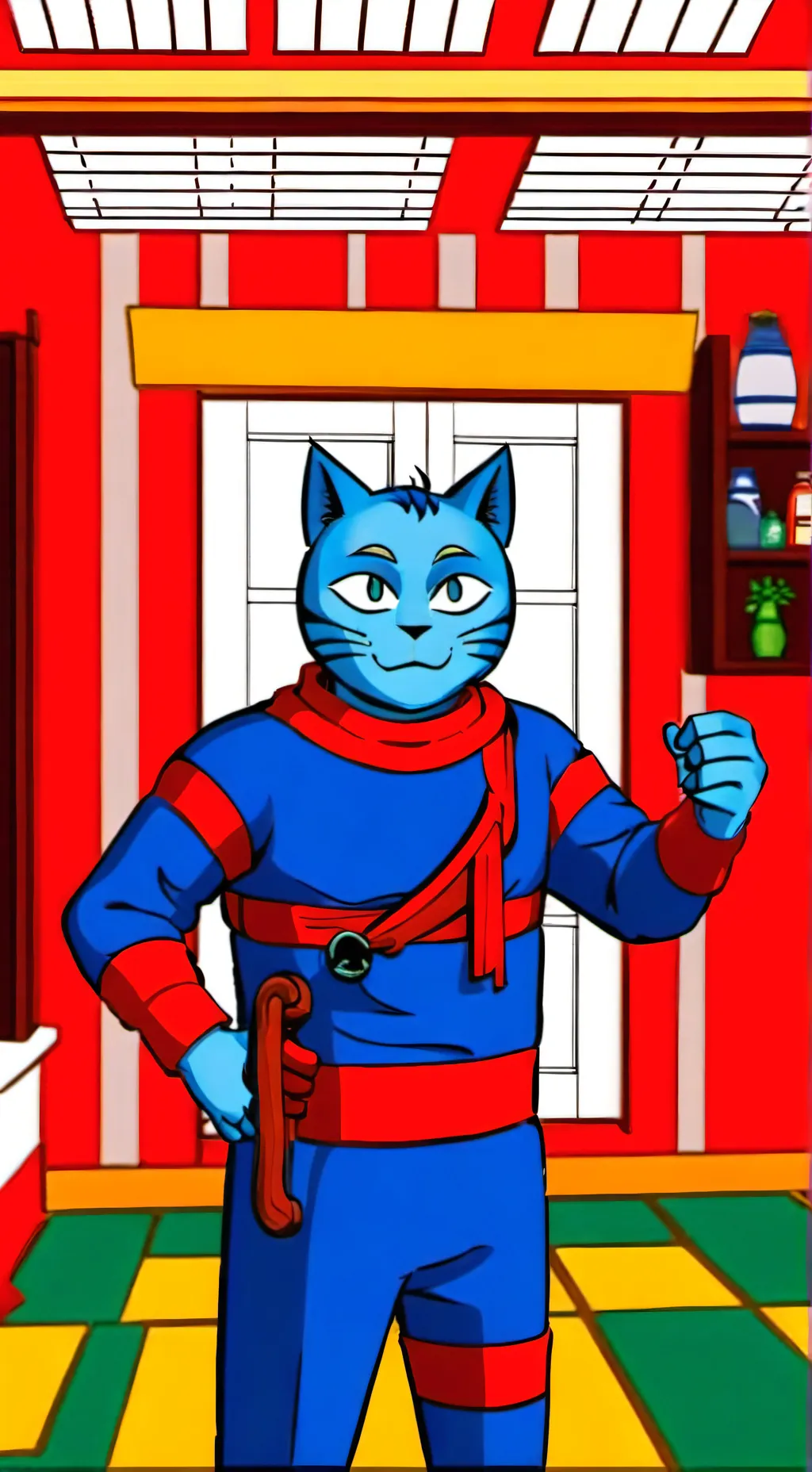 ai character: Blue cat background
