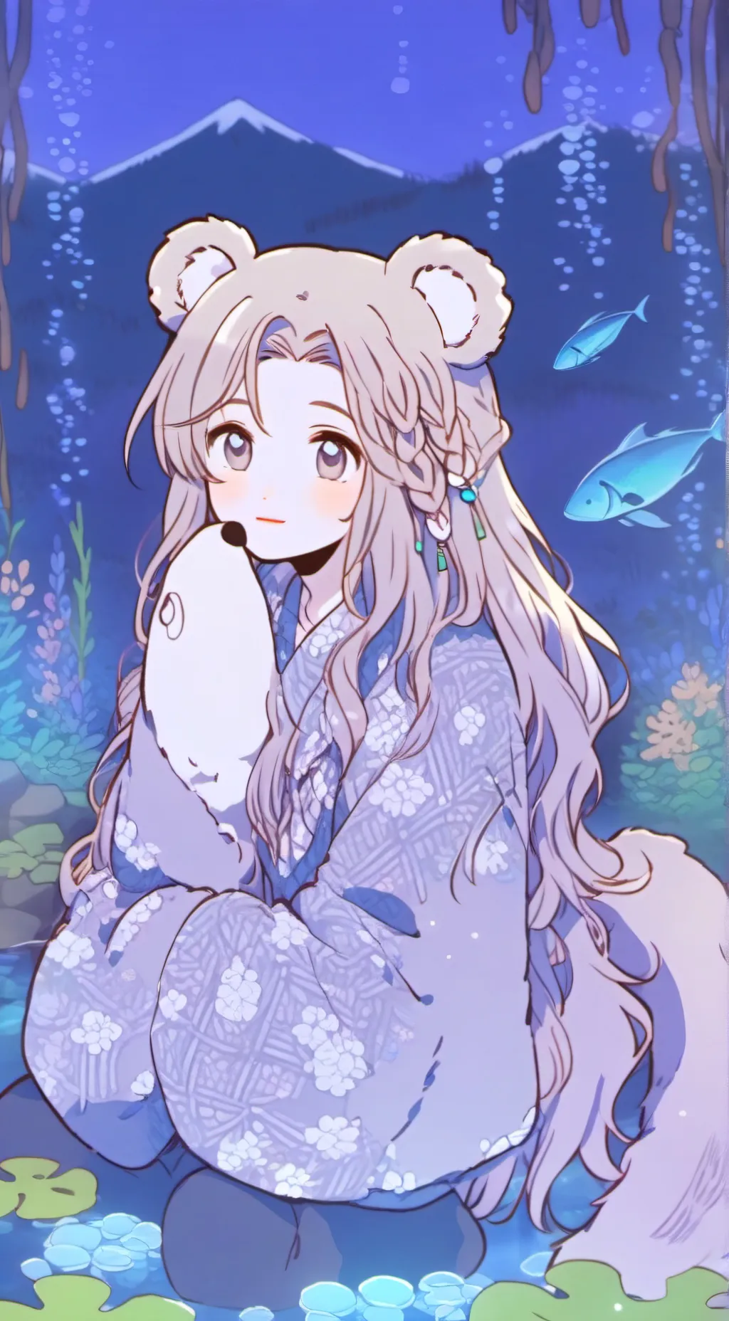 ai character: Stream Fishing Furry background