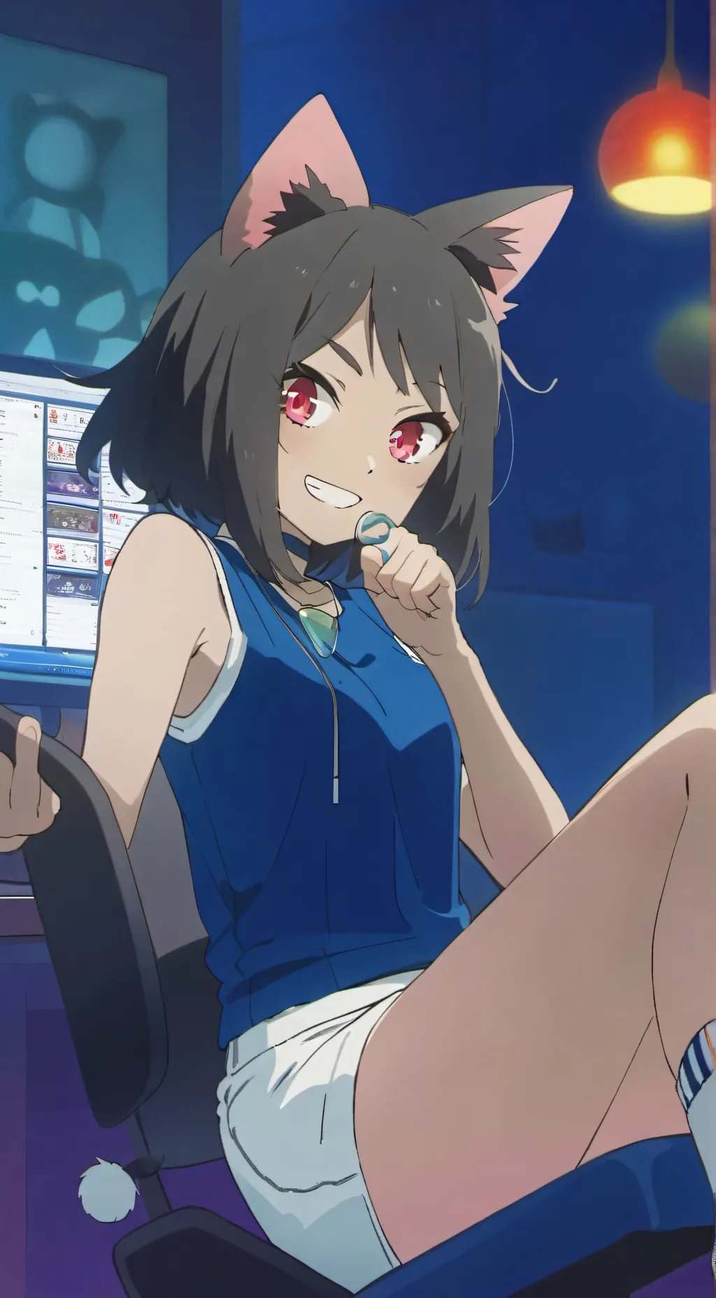 ai character: Nexi the Hybrid Cat Spirit background