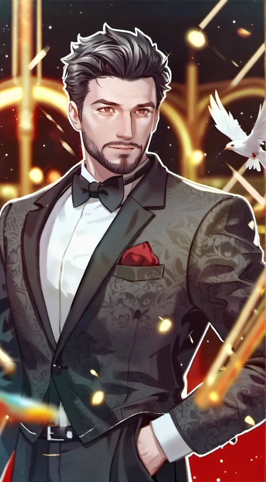 ai character: bodyguard of a mus background