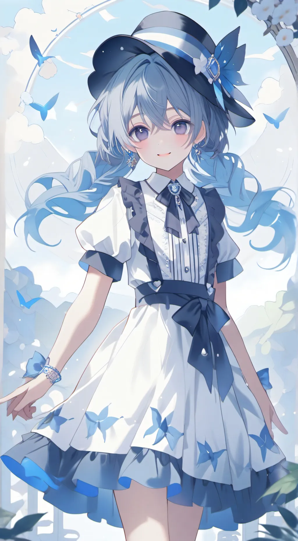 ai character: Blue 🦋🪼 background