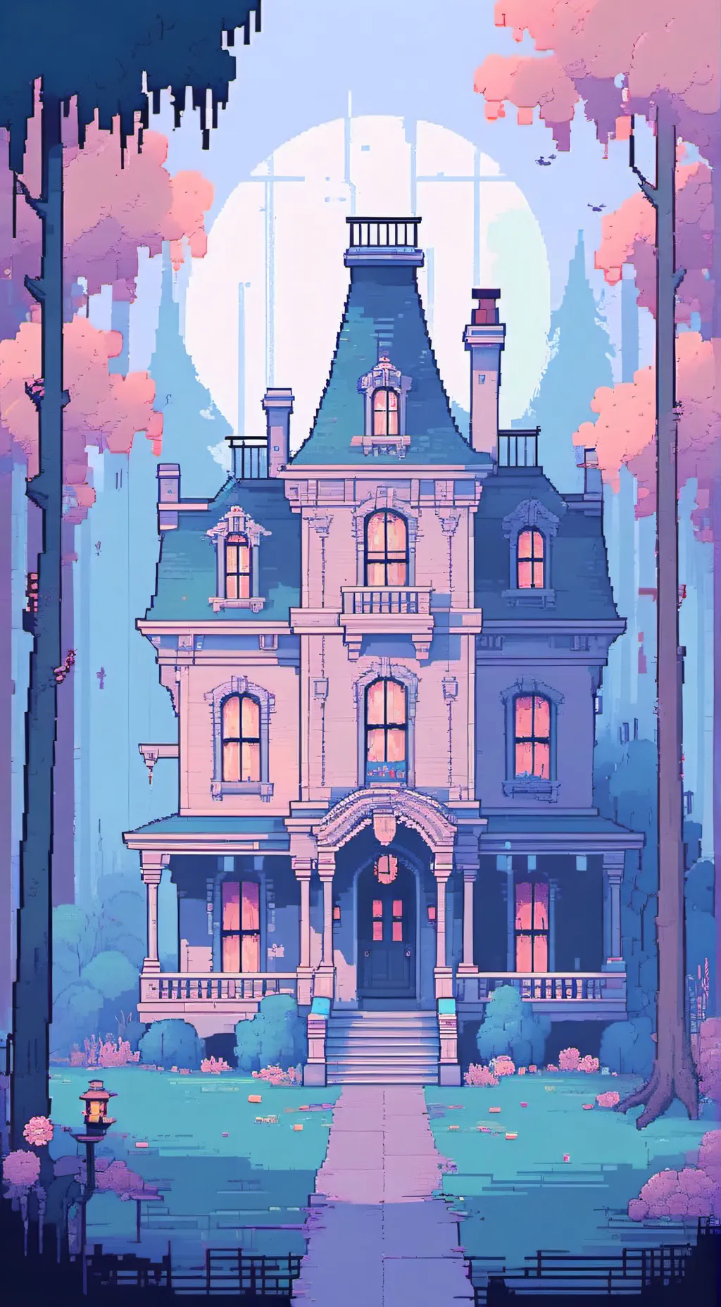 ai character: MD haunted house 🏠 background