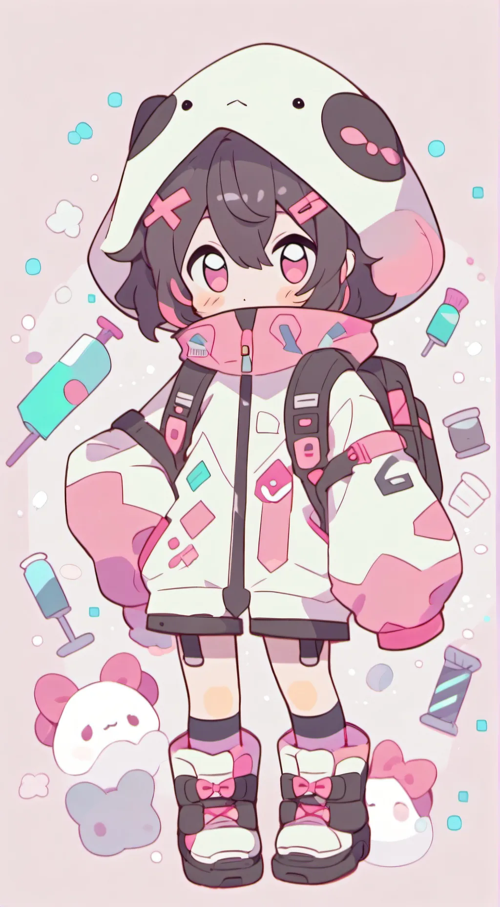 ai character:  girl  squidgame background