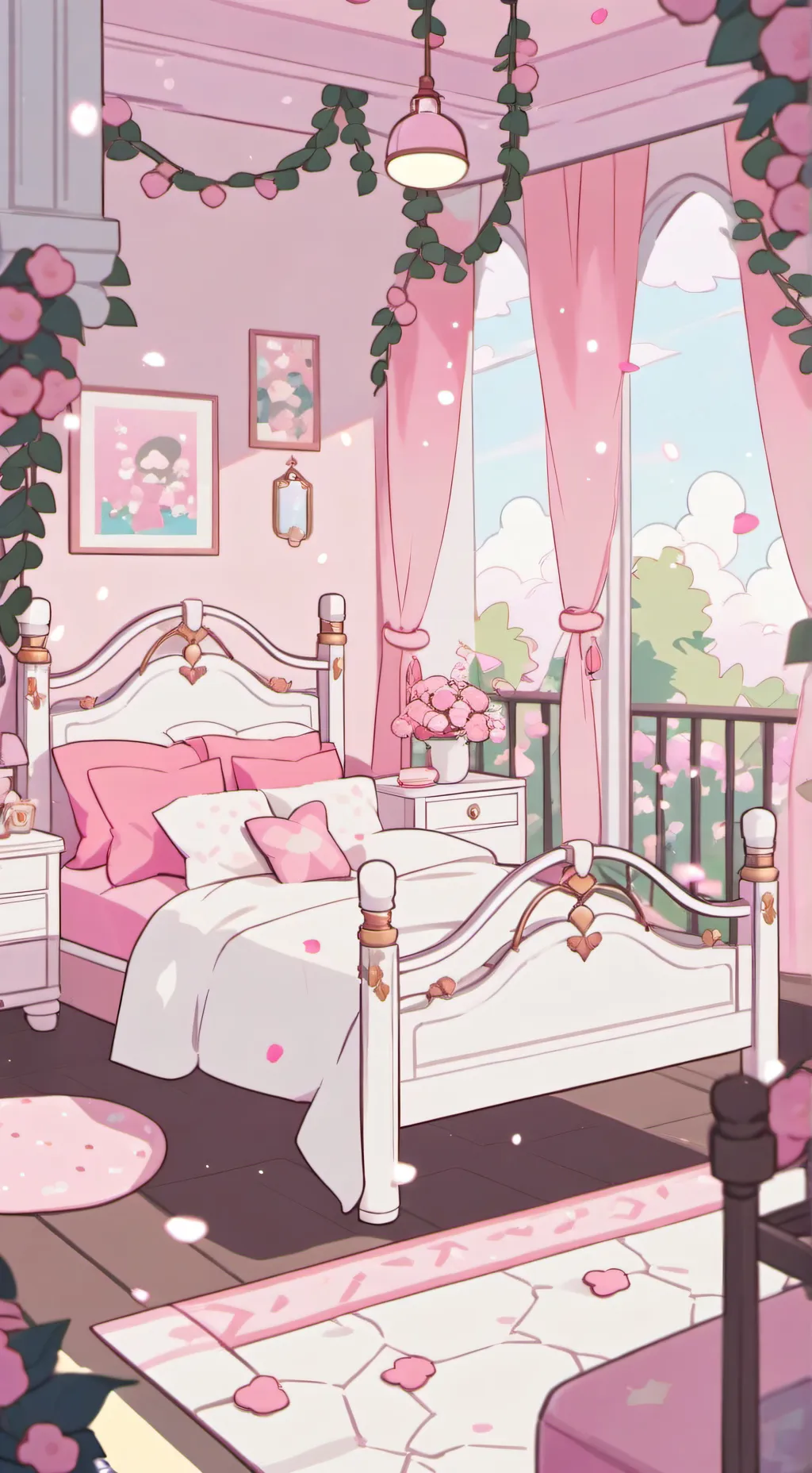 ai character: Blossomy bedroom  background